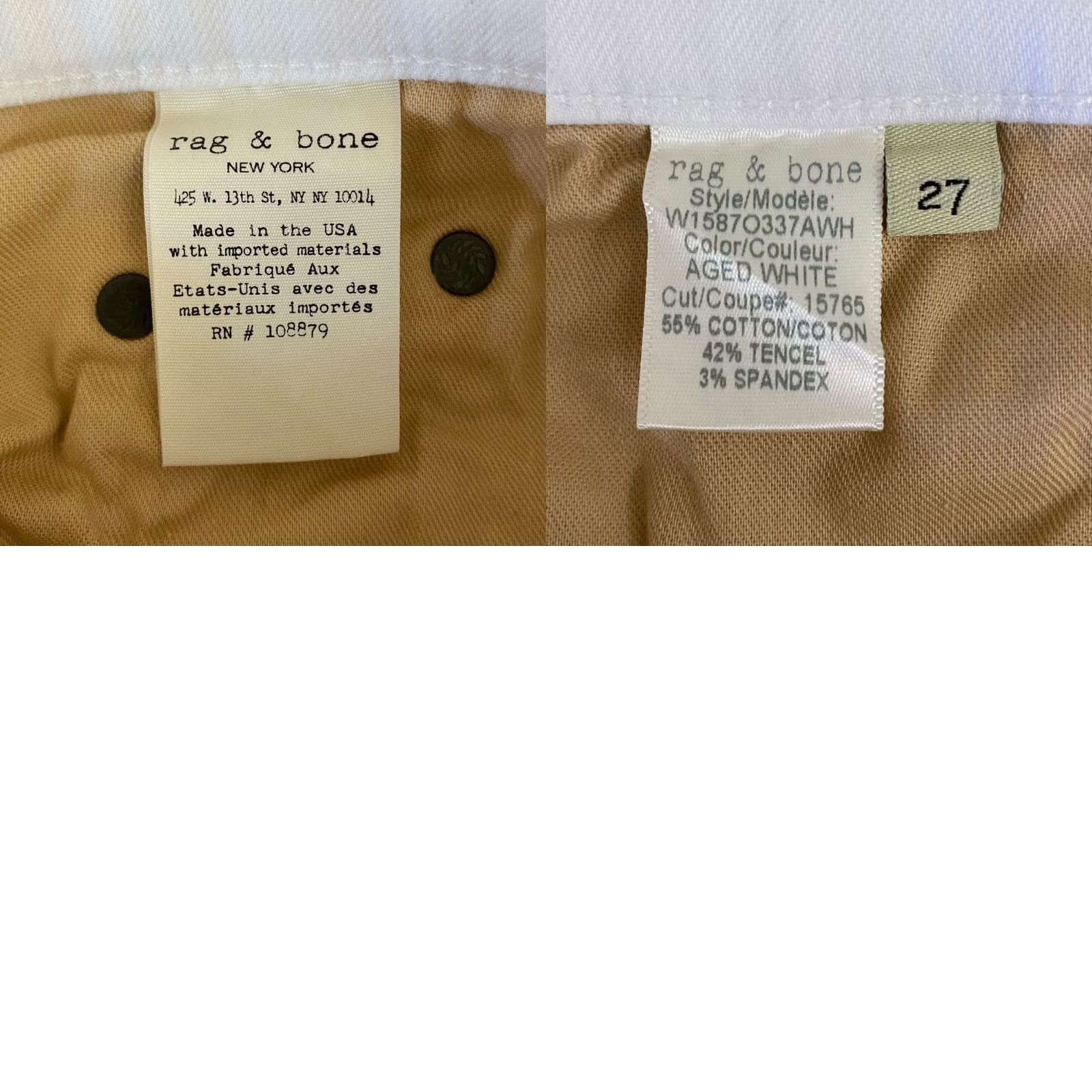 Rag & Bone VINTAGE rag & bone The Dre High-Waisted Skinny Jeans Women's Size 27 White Cotton Blend Denim Stretch Raw-Hem Beach Style Size 27" / US 4 / IT 40 - 8 Thumbnail