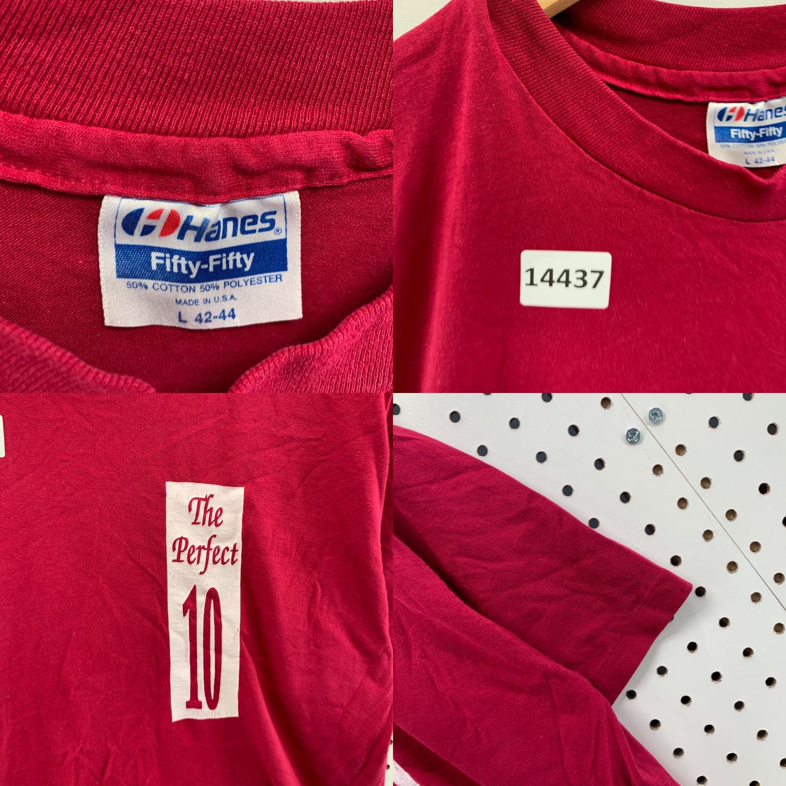 Hanes VINTAGE Hanes T-Shirt The Perfect 10 80s Red L Mens Size US L / EU 52-54 / 3 - 8 Thumbnail
