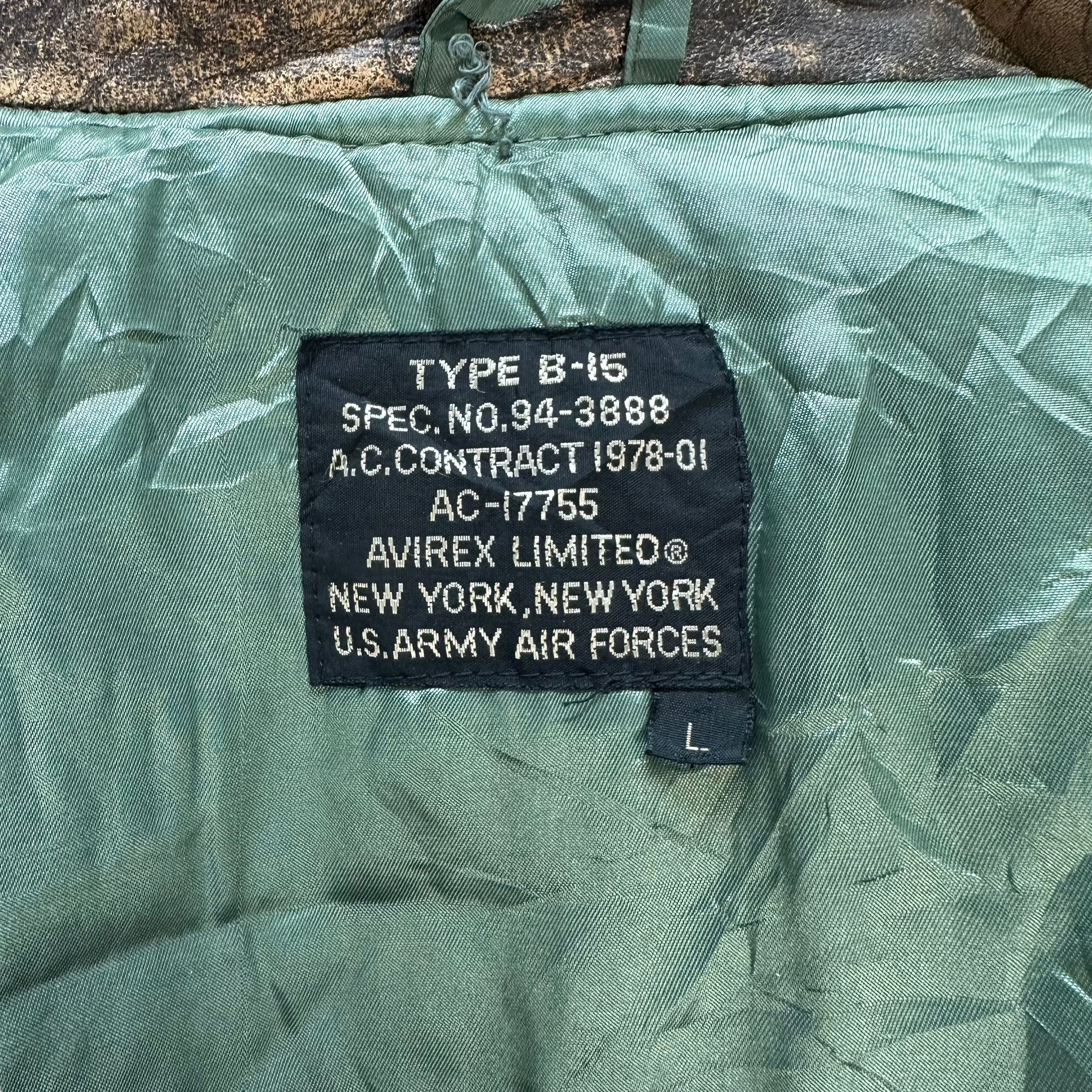 Avirex TRASHED🔥 87's AVIREX TYPE B15 FLIGHT JACKET #7706-166 Size US L / EU 52-54 / 3 - 15 Thumbnail
