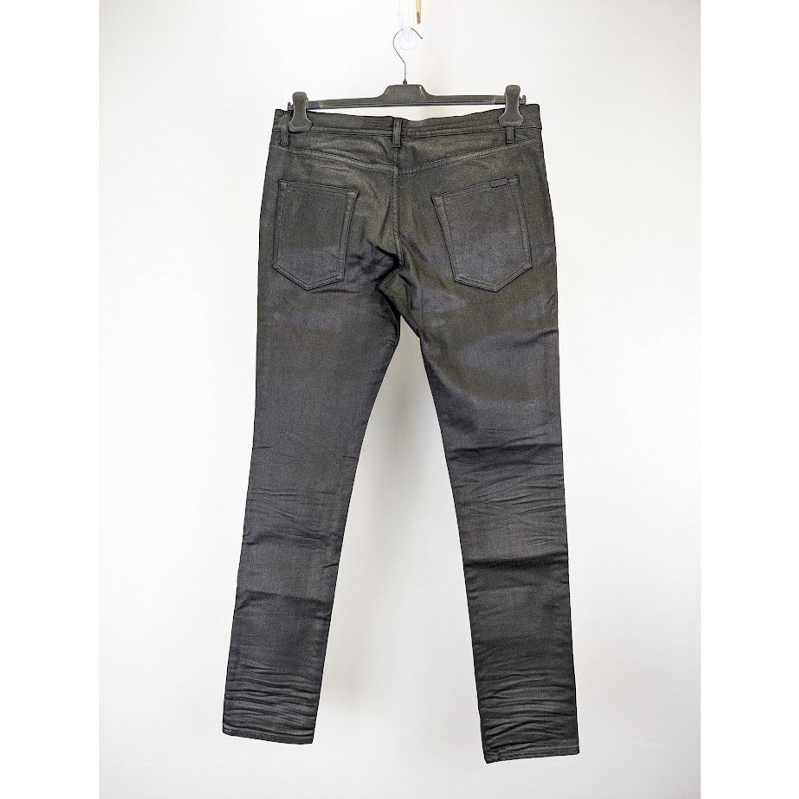 Saint Laurent Paris o1rshd1 Skinny 5 Pocket Low Nightrider Jeans in Black Size US 31 - 11 Thumbnail