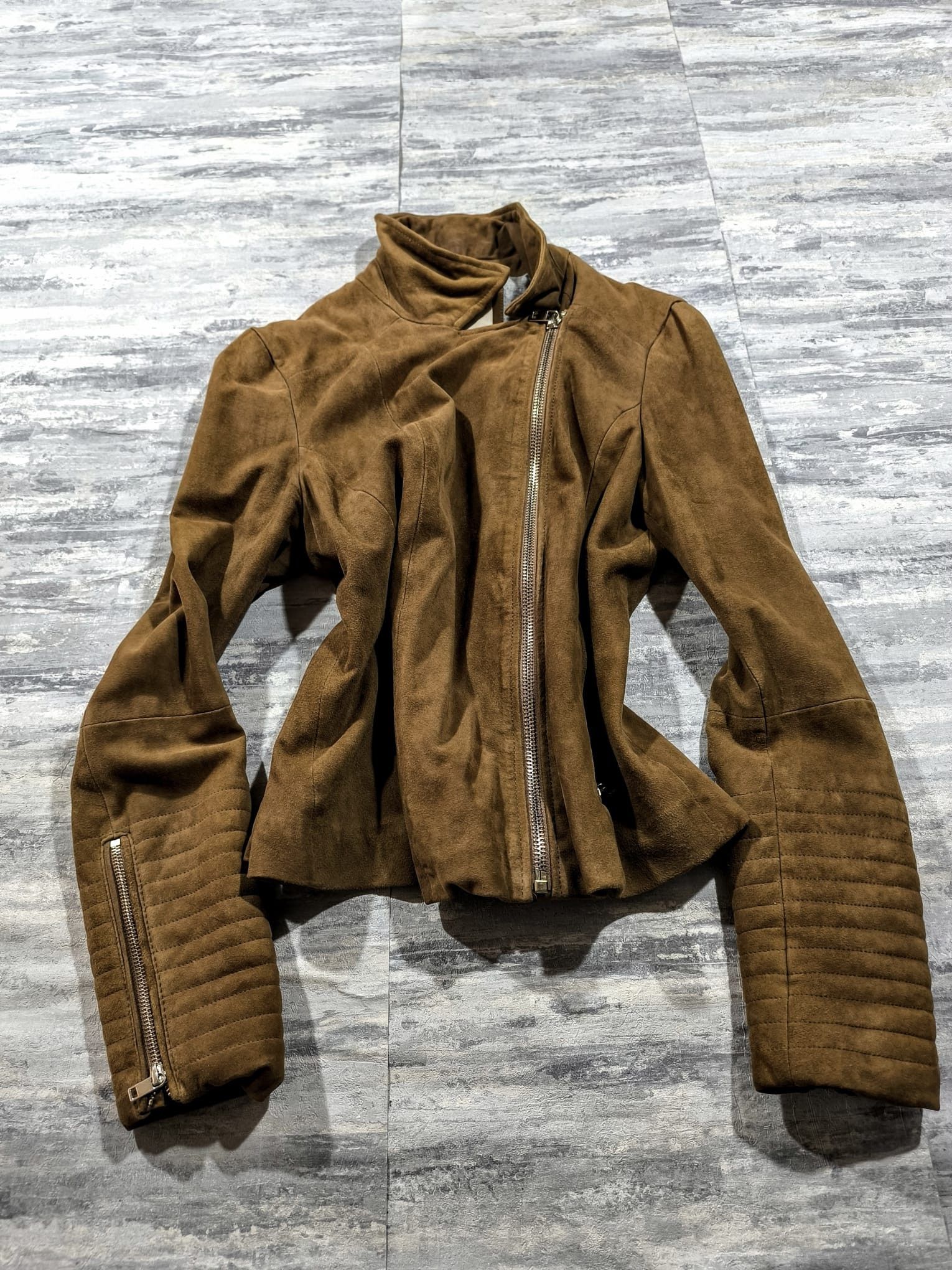 Hysteric Glamour Esprit Suede Leather Biker Avantgarde Jacket Slanted Zip Size M / US 6-8 / IT 42-44 - 7 Thumbnail