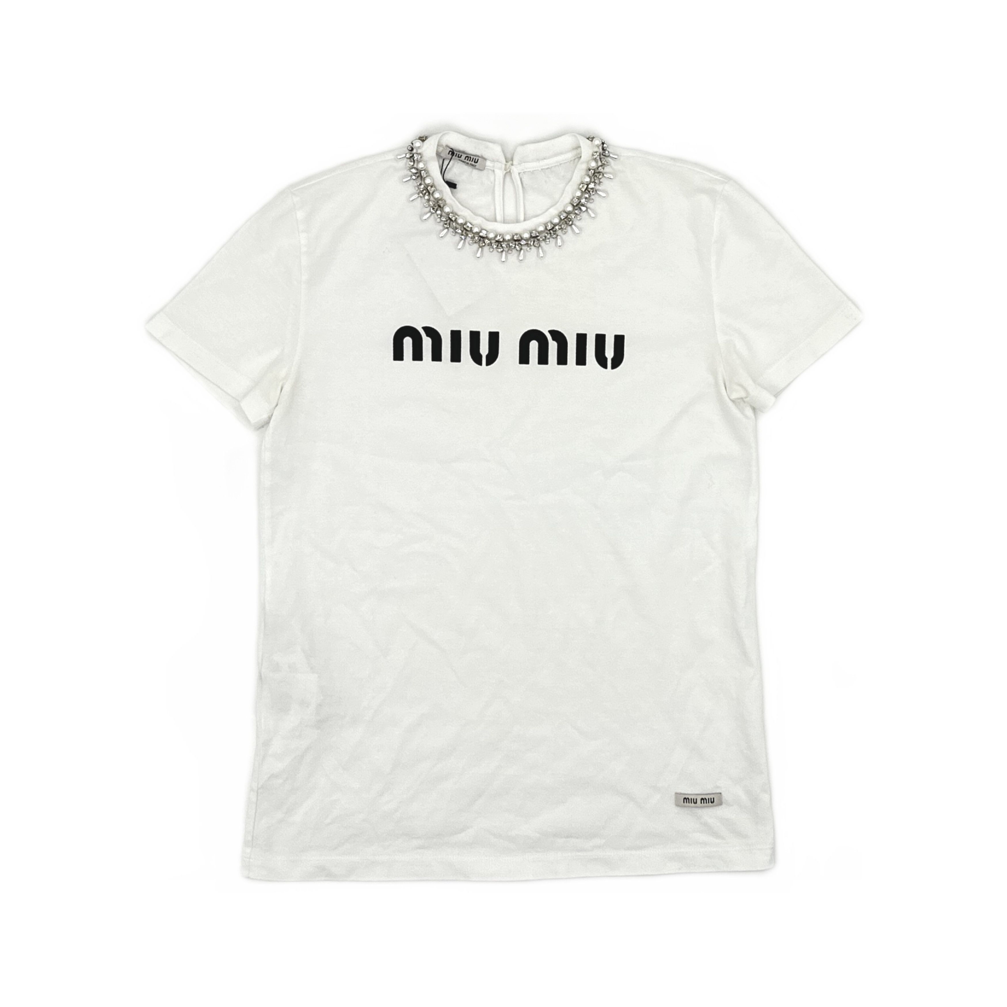 Miu Miu MIU MIU Embellished Collar T-Shirt Size XS Size XS / US 0-2 / IT 36-38 - 1 Thumbnail