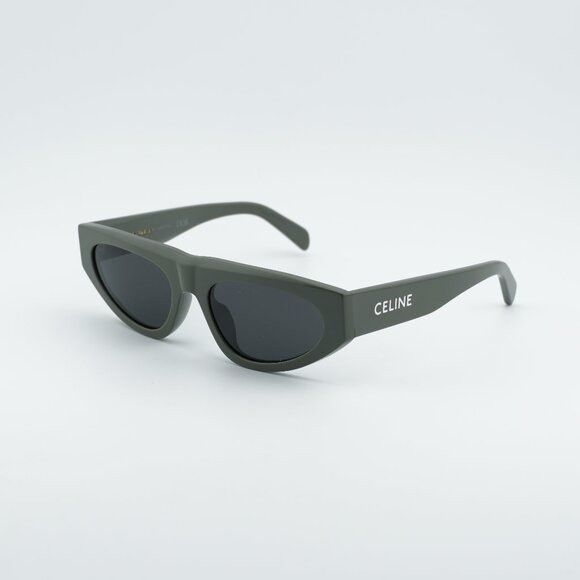 Celine Celine CL40315U 93A Sunglasses Green Geometric Frame, Smoke Size ONE SIZE - 1 Thumbnail