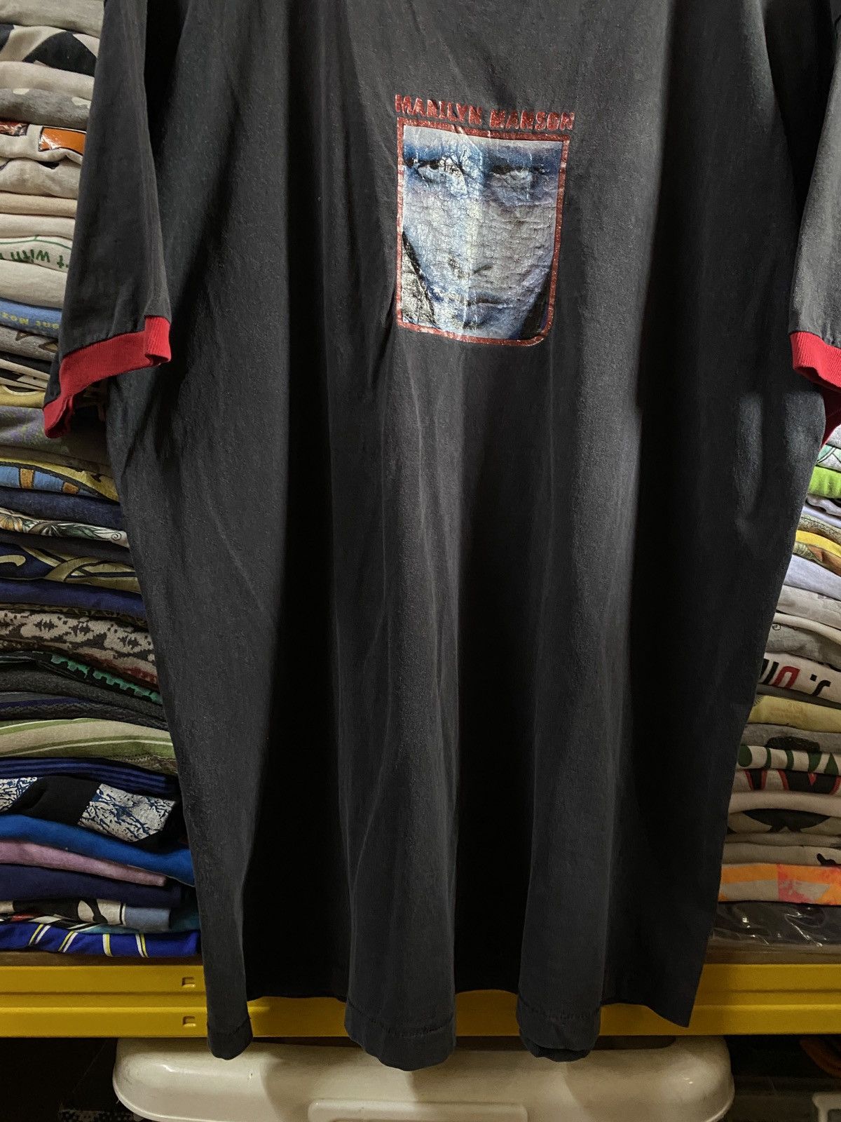 Band Tees × Marilyn Manson × Vintage RARE Vintage 1997 Marilyn Manson Band Tshirt ringer Size US XL / EU 56 / 4 - 5 Thumbnail