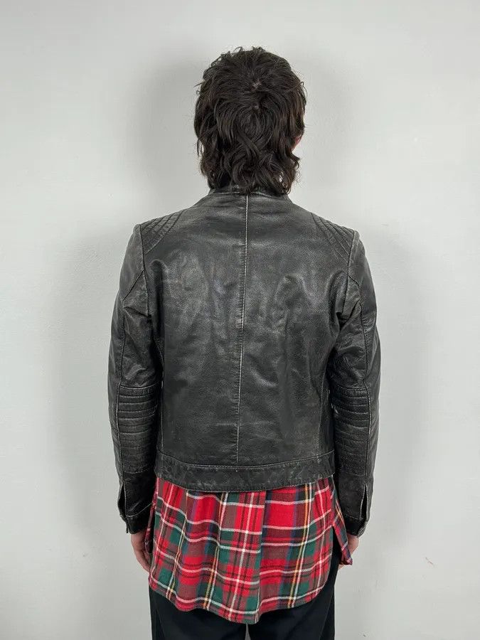 Vintage 2000s Massimo Rebecchi Biker Black Eroded Leather Jacket Size US S / EU 44-46 / 1 - 3 Thumbnail
