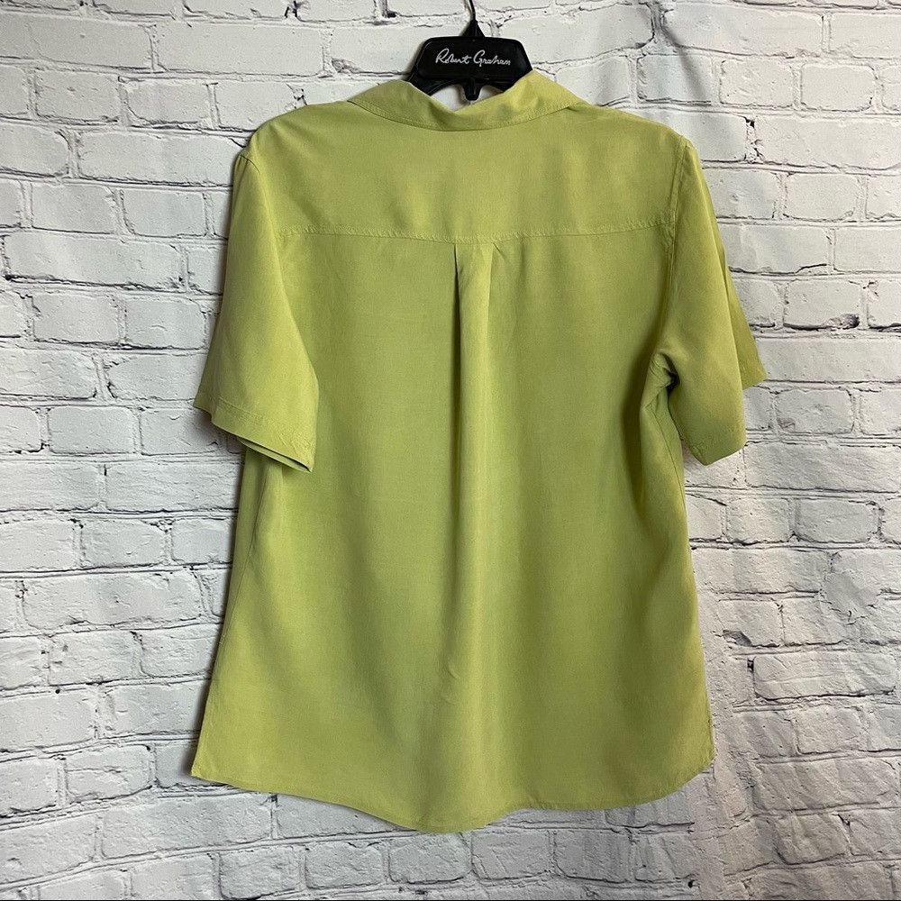 Other Vintage Silk Ncounter Light Green Short Sleeve Button Blous Size M / US 6-8 / IT 42-44 - 6 Thumbnail