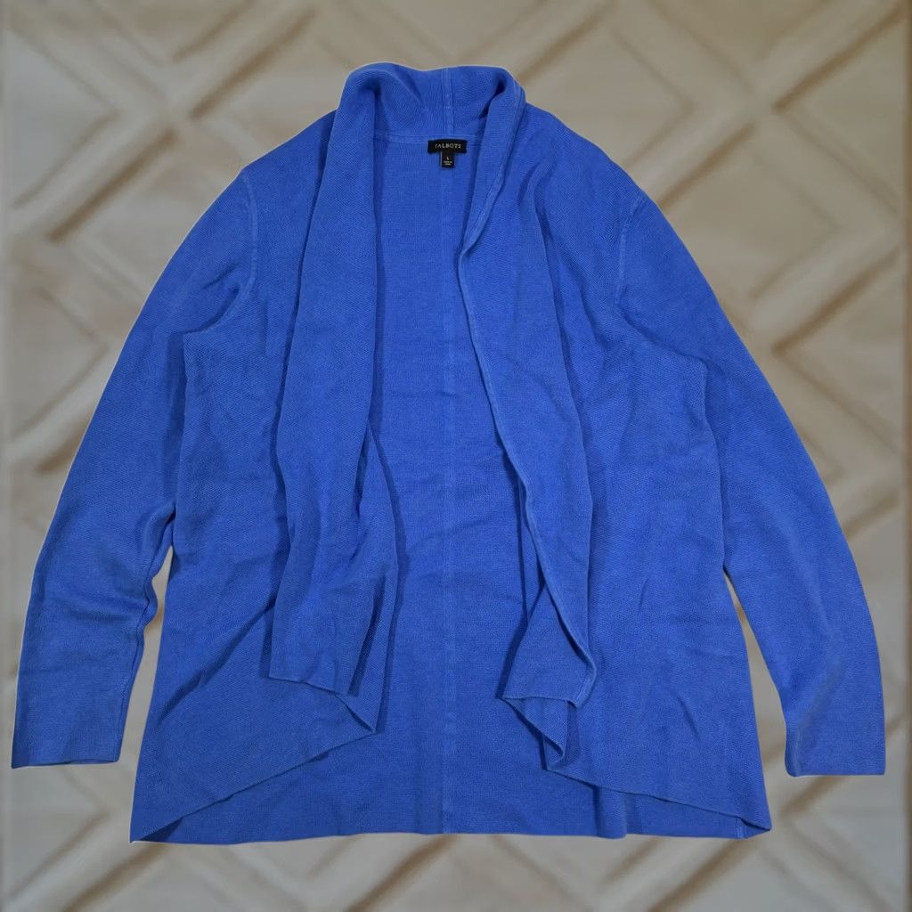 Talbots Talbots Womens Blue Open Front Cardigan Sweater Duster Long Sleeve L Size L / US 10 / IT 46 - 1 Thumbnail