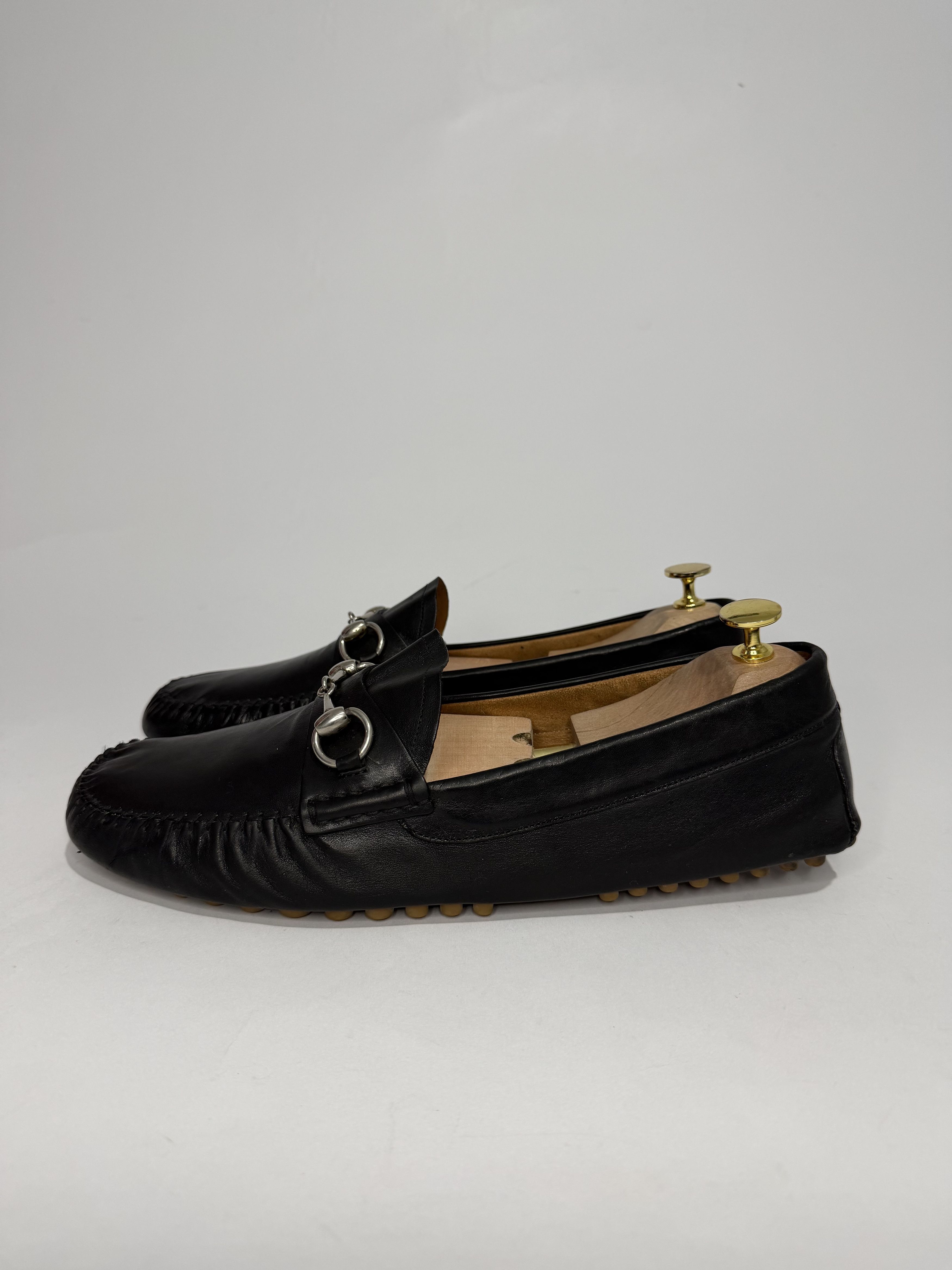 Gucci Gucci Black Leather Horsebit Driver Loafers Size US 12 / EU 45 - 1 Thumbnail