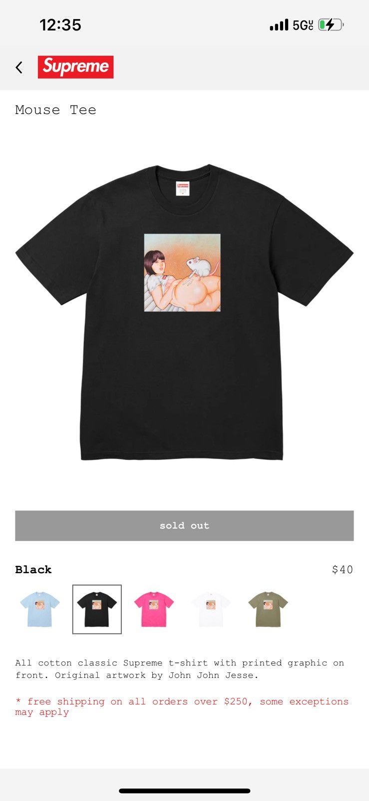 Supreme Supreme mouse tee Size US XXL / EU 58 / 5 - 1 Preview