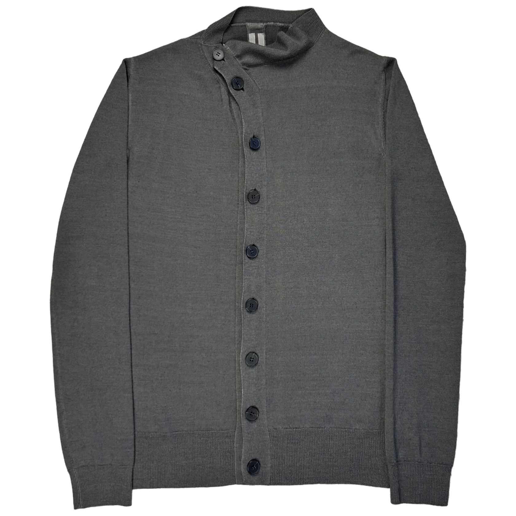 image of Rick Owens Cyclops Funnel Neck Cardigan - Ss16 in Grey, Men's (Size Medium)