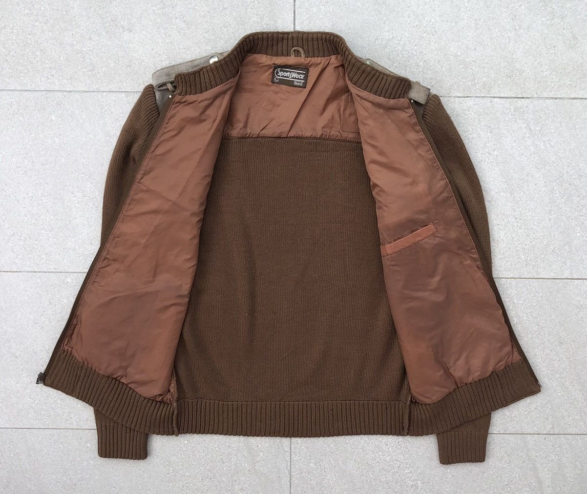 Sears Vintage70s Sears Sportwear Suede Leather Knit Sleeve Jacket Size US L / EU 52-54 / 3 - 12 Thumbnail