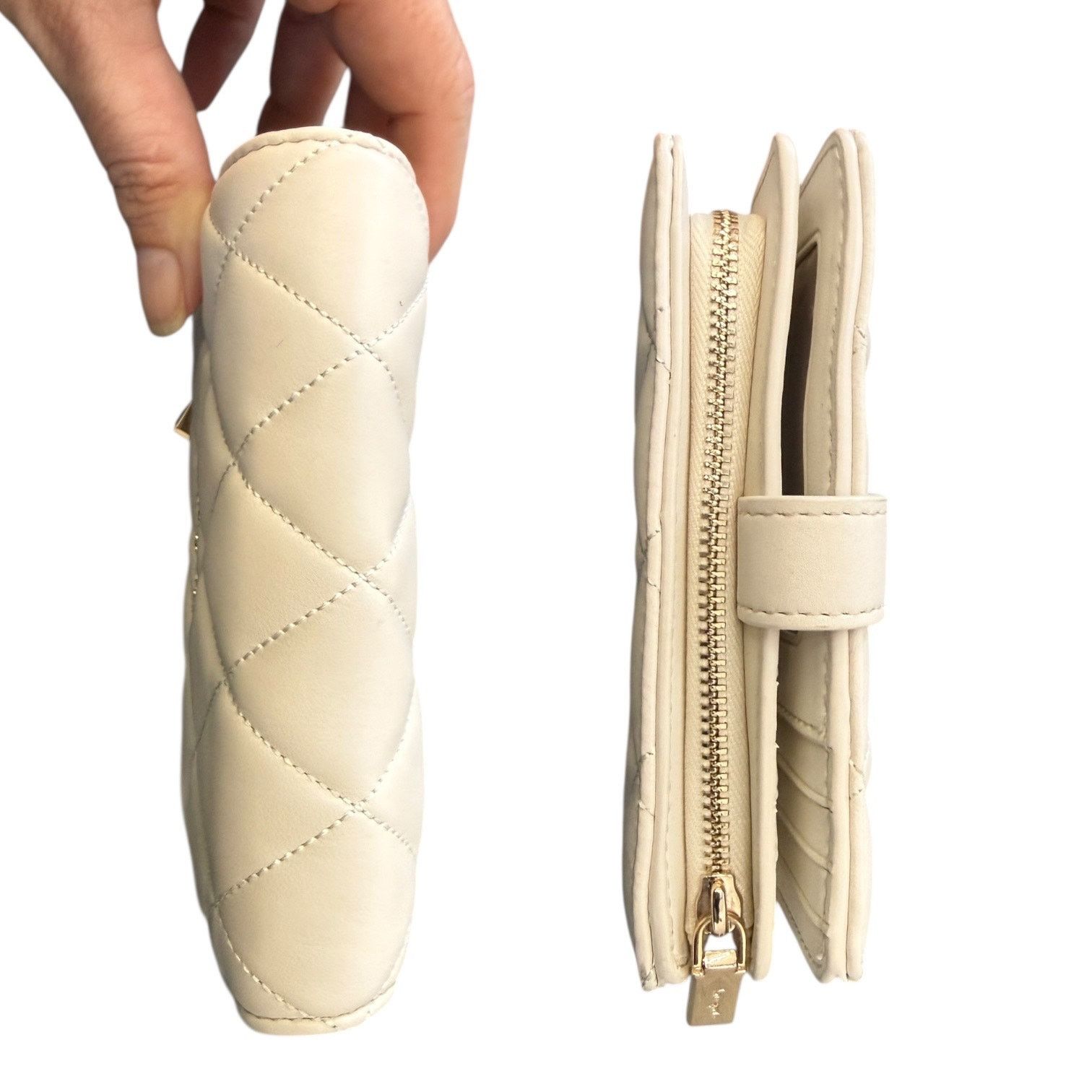 Kate Spade Off White Carey Quilted Bifold Snap Wallet
