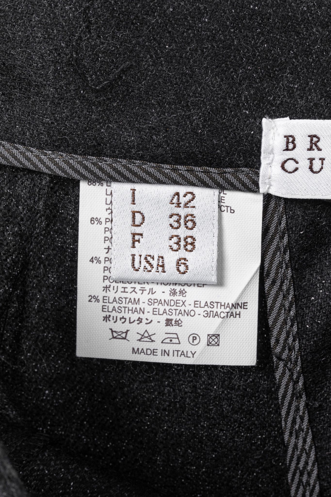 Brunello Cucinelli Brunello Cucinelli Black Metallic Wool-Blend Trousers Size 28" / US 6 / IT 42 - 8 Thumbnail