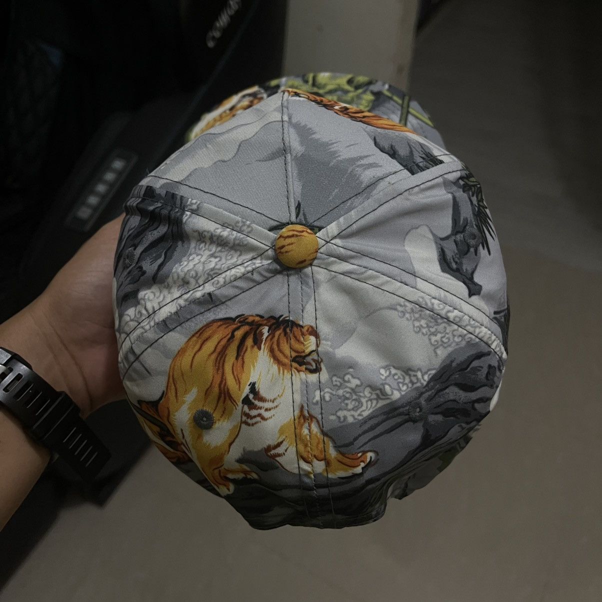 Stussy Stüssy Tiger All-Over Print Snapback Hat - Grey/Orange Size ONE SIZE - 7 Thumbnail
