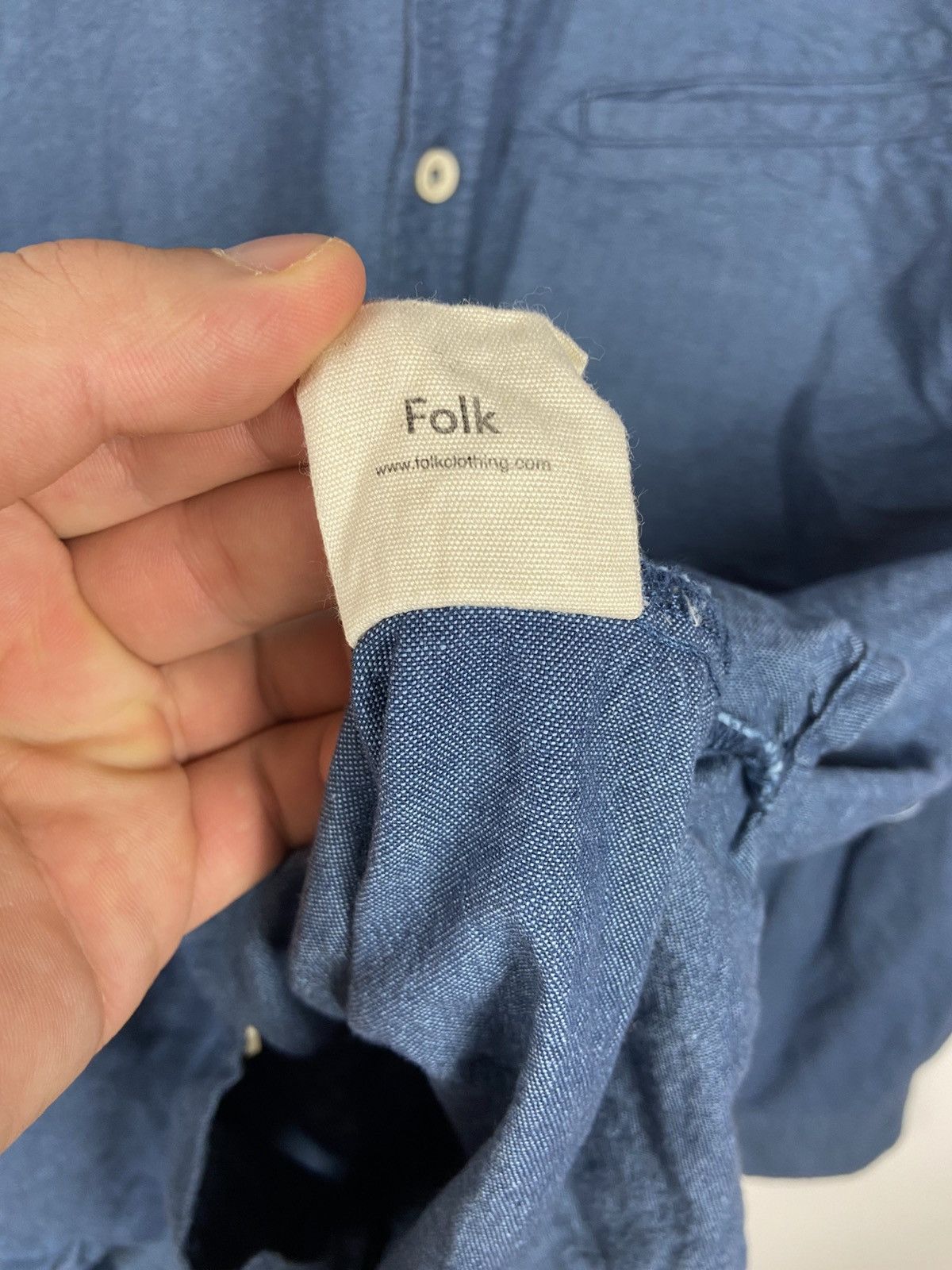 Folk Folk Button-Up Shirt Blue Cotton Pocket Designer Sz 4 Size US M / EU 48-50 / 2 - 11 Thumbnail