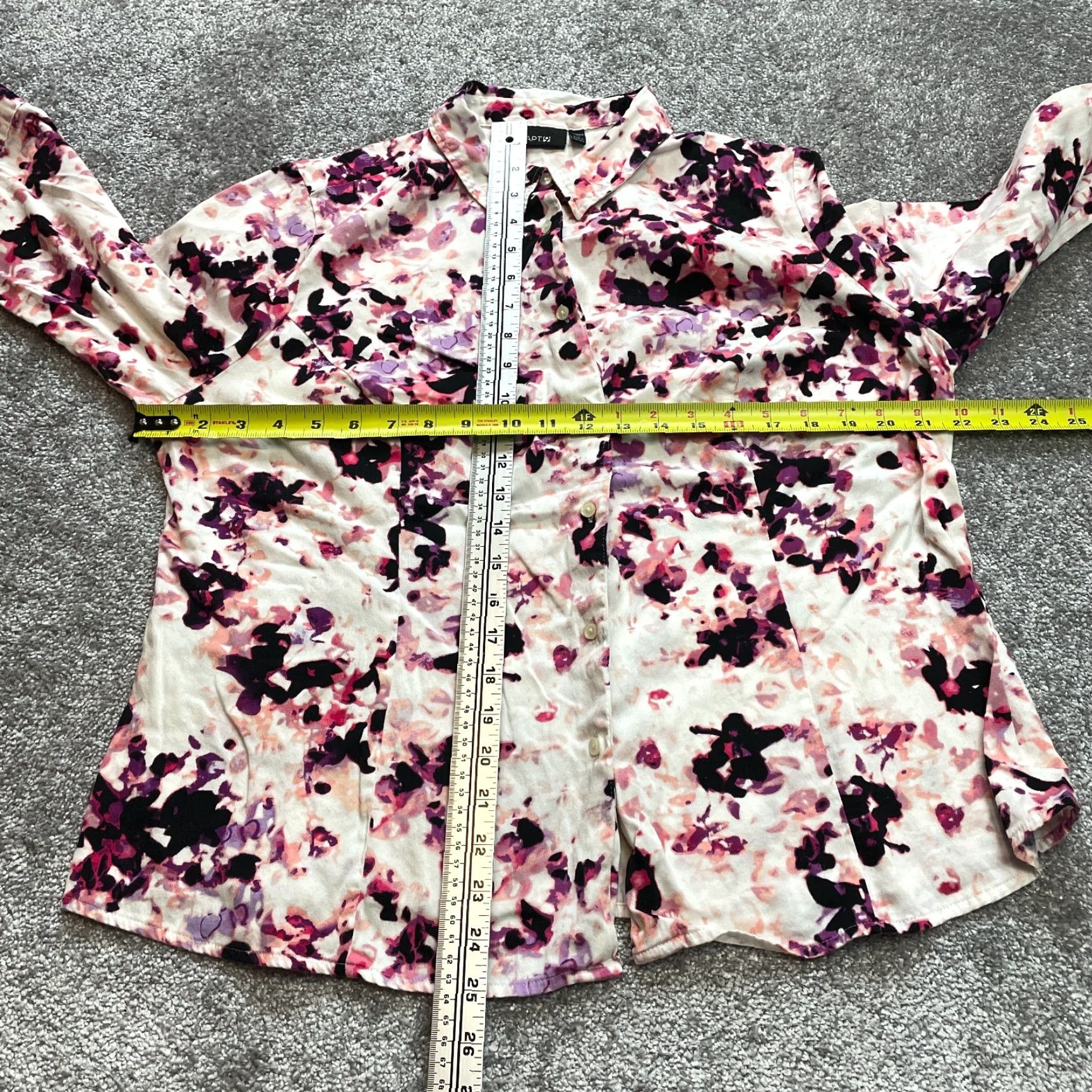 Apt. 9 Apt. 9 Button-Up Shirt Womens 1X White Purple Floral 3/4 Sleeve Collared Shirt Size XL / US 12-14 / IT 48-50 - 5 Thumbnail