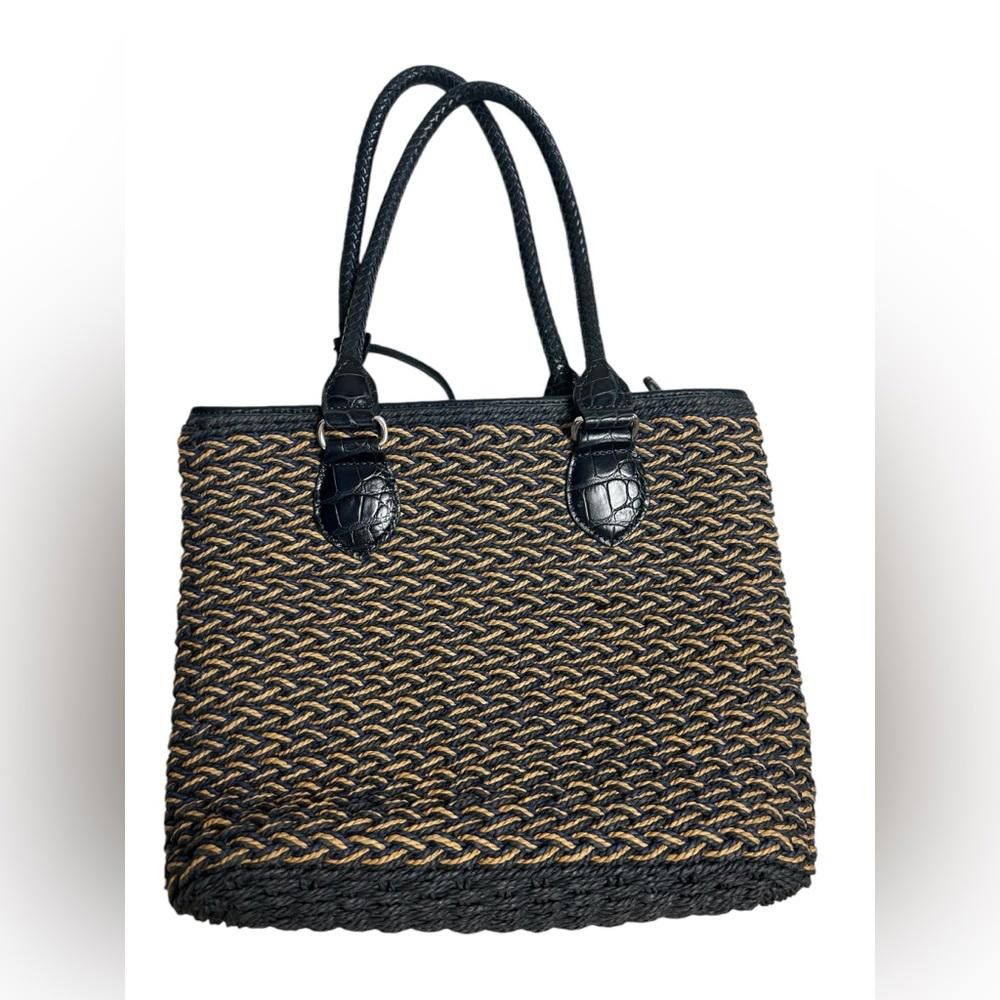 Brighton Brighton l NWOT Eva Straw Shoulder Navy Tan Bag Size ONE SIZE - 7 Thumbnail
