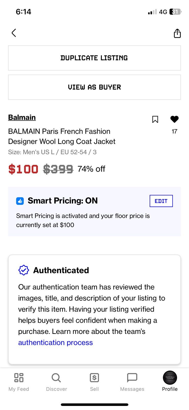 Balmain BALMAIN Paris French Fashion Designer Wool Long Coat Jacket Size US L / EU 52-54 / 3 - 9 Thumbnail