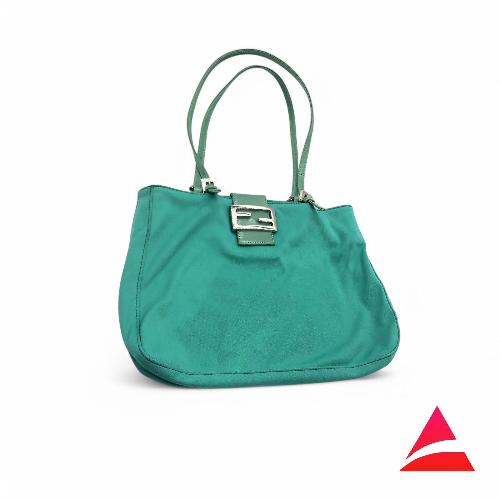 Fendi Fendi - Lime Handbag Shoulder Bag Silver FF Canvas Size ONE SIZE - 1 Thumbnail