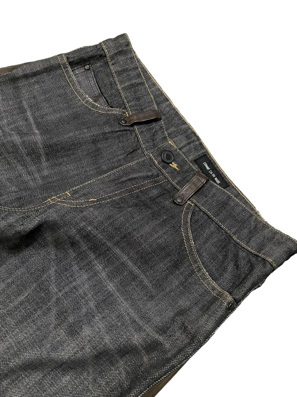 Le Grande Bleu (L.G.B.) Comme Ca Du Mode Leather Side Trimmed Flared Jeans Size US 30 / EU 46 - 7 Thumbnail