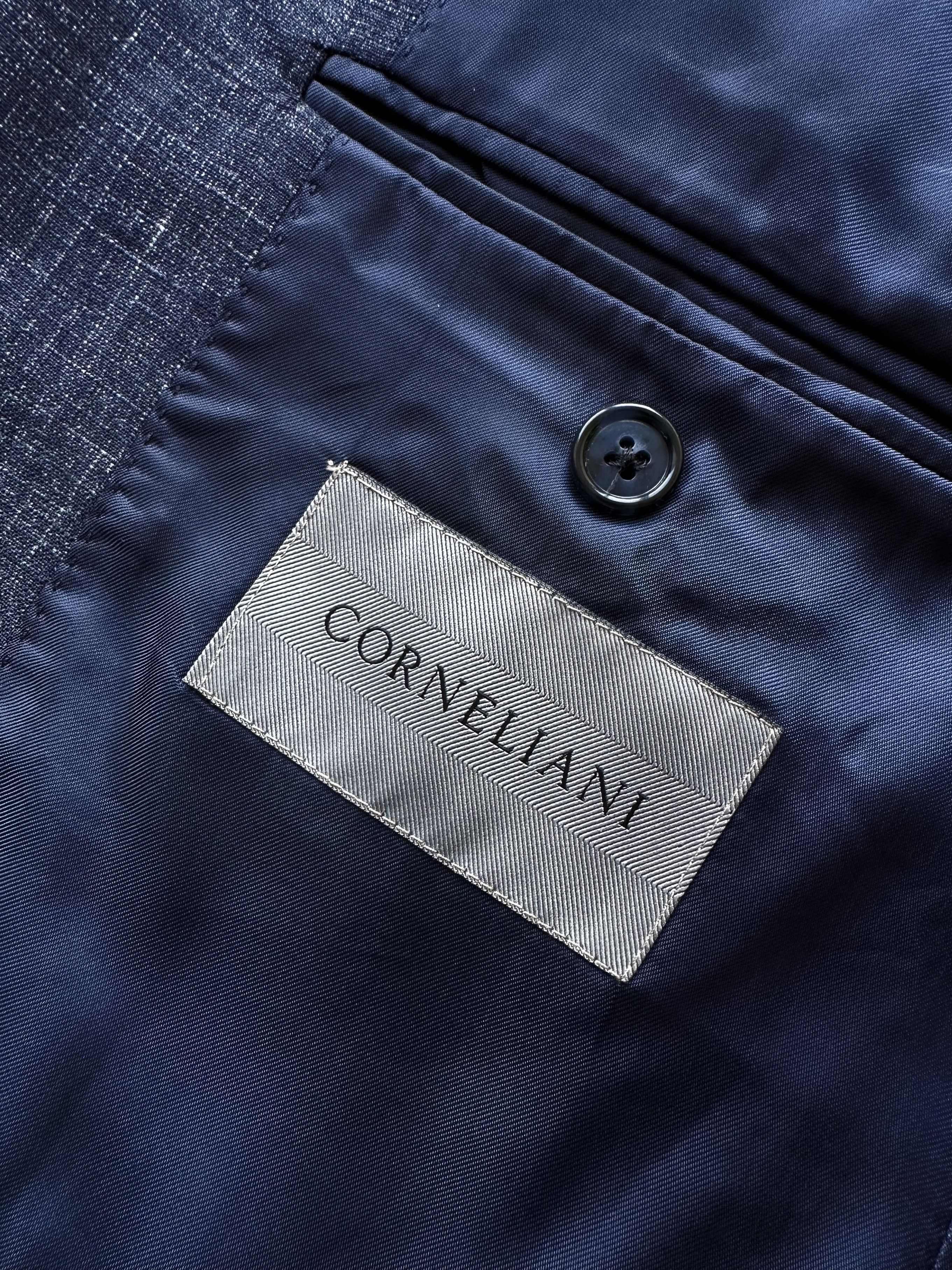 Corneliani Corneliani navy melange silk/wool/flax blazer Size 54R - 2 Thumbnail