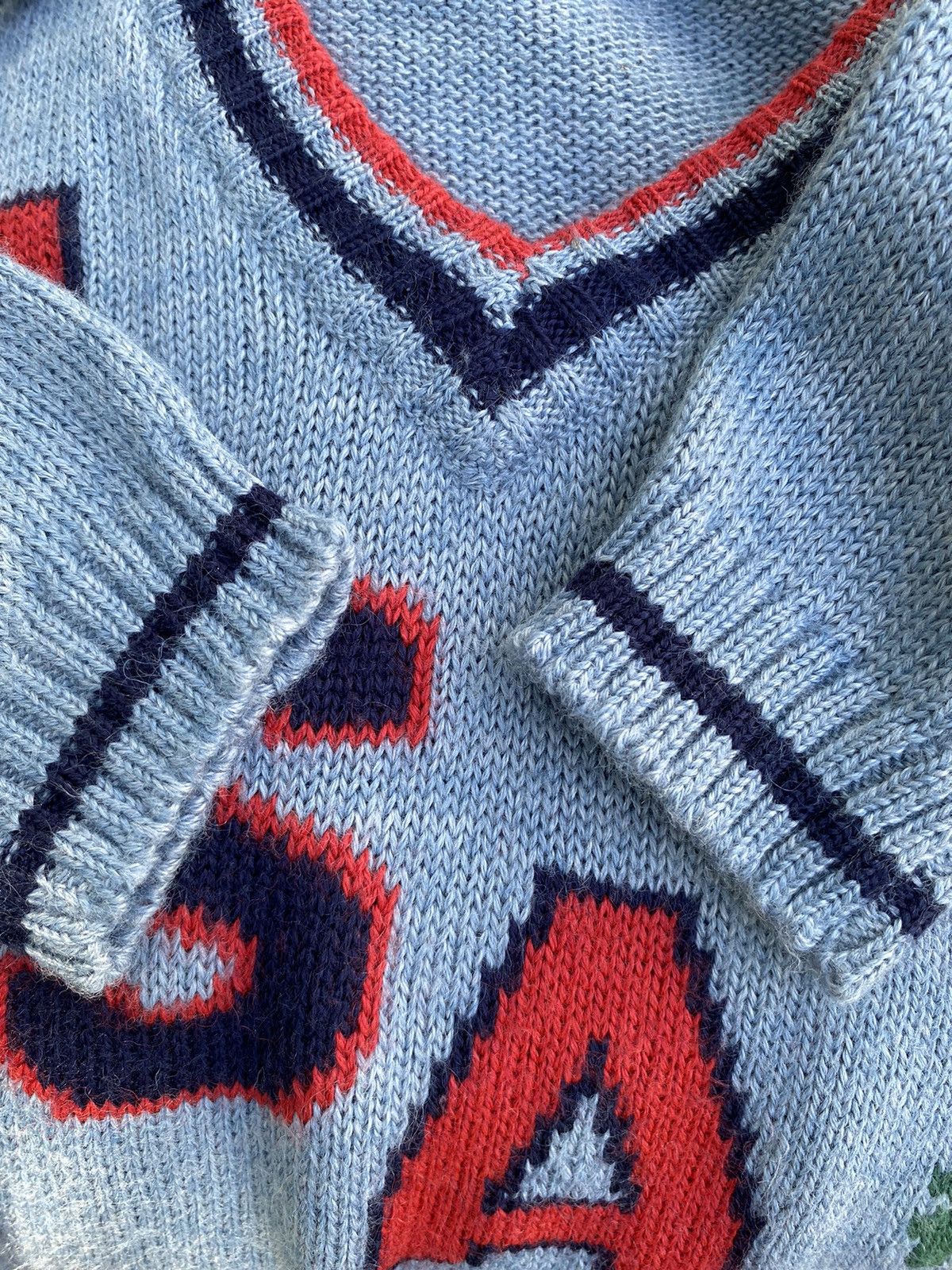 Designer × Vintage POPEYE Gray V-Neck Sweater Size L / US 10 / IT 46 - 15 Thumbnail