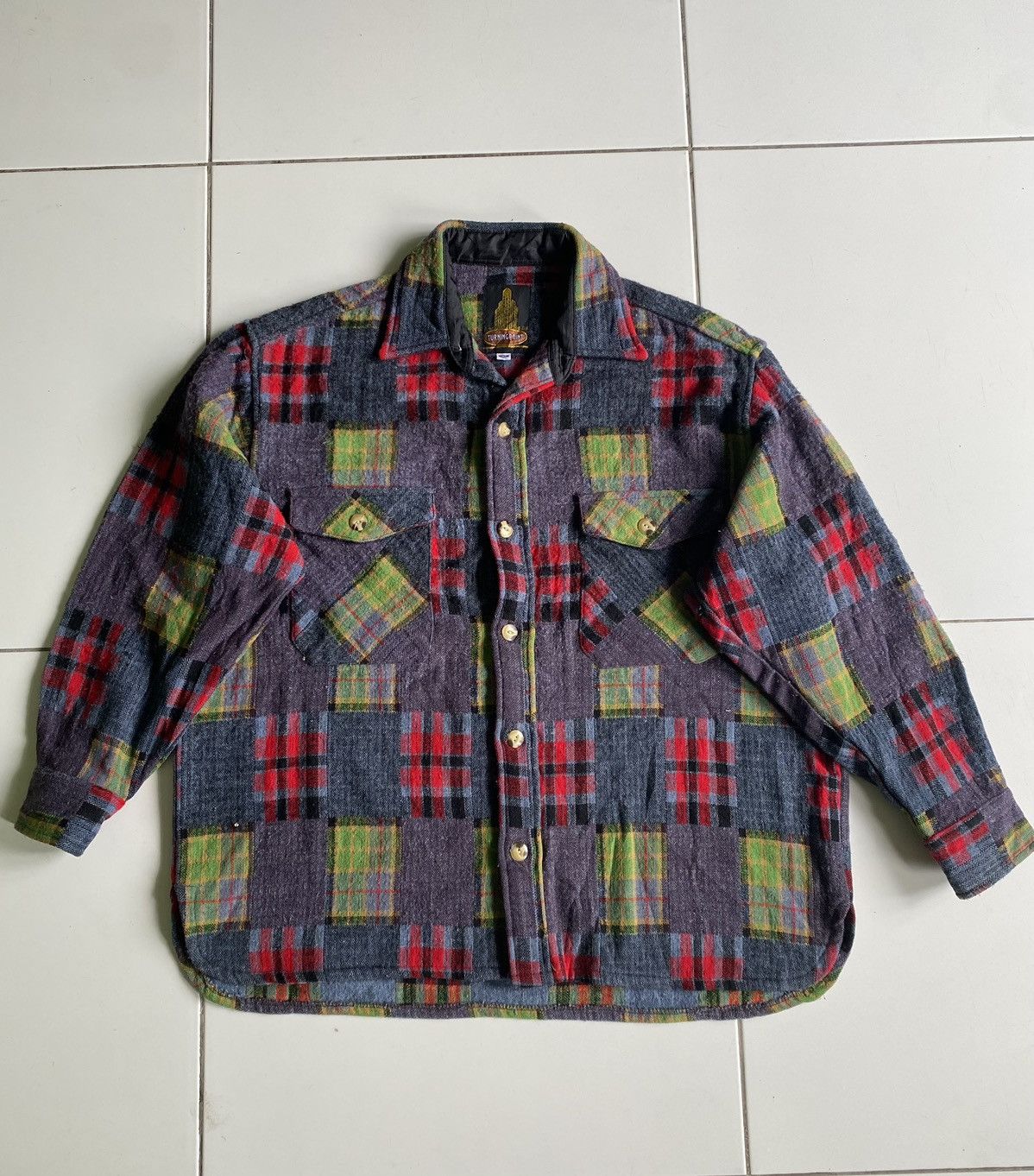 Vintage Turning point Flannel button Multicolor
