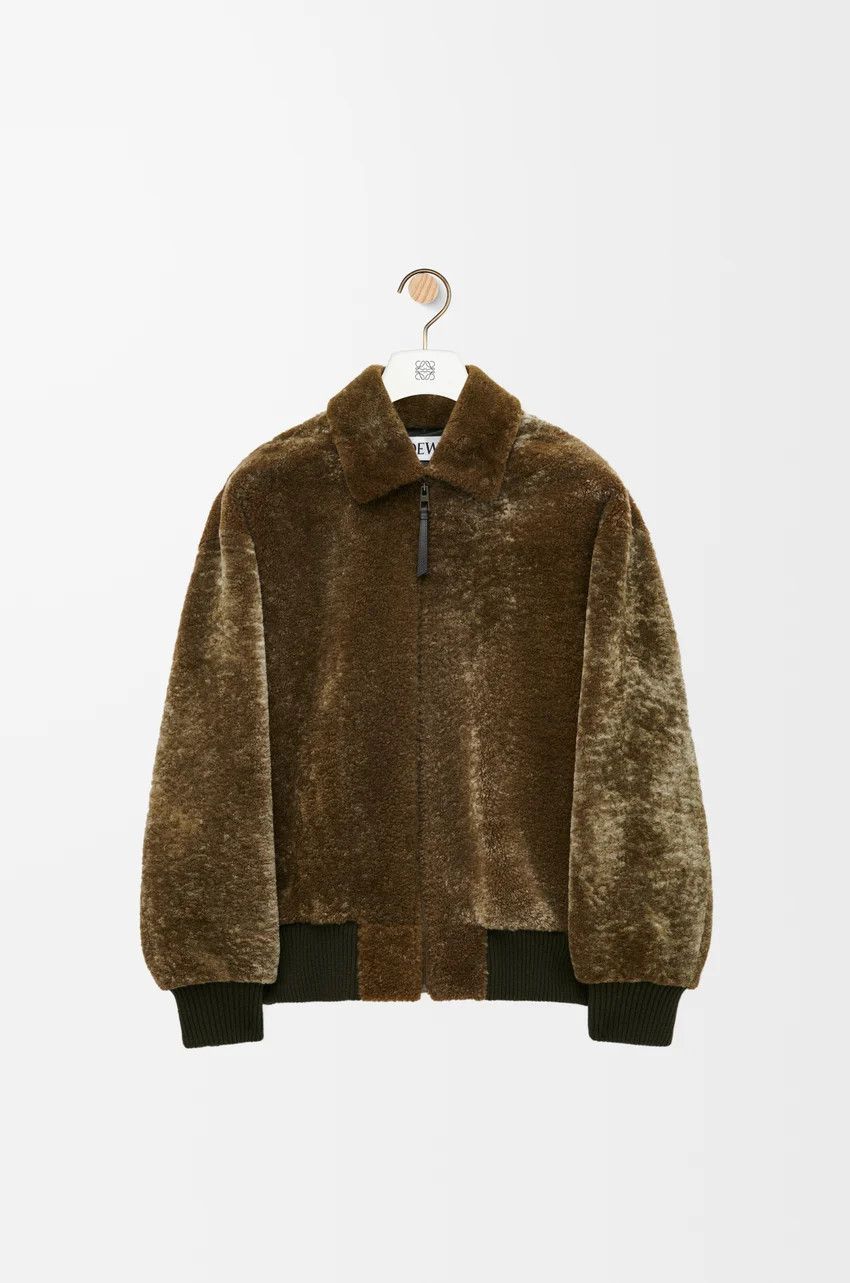 Loewe o1loc1c0525 Zip Up Jacket In Shearling in Khaki Green Size M / US 6-8 / IT 42-44 - 1 Thumbnail
