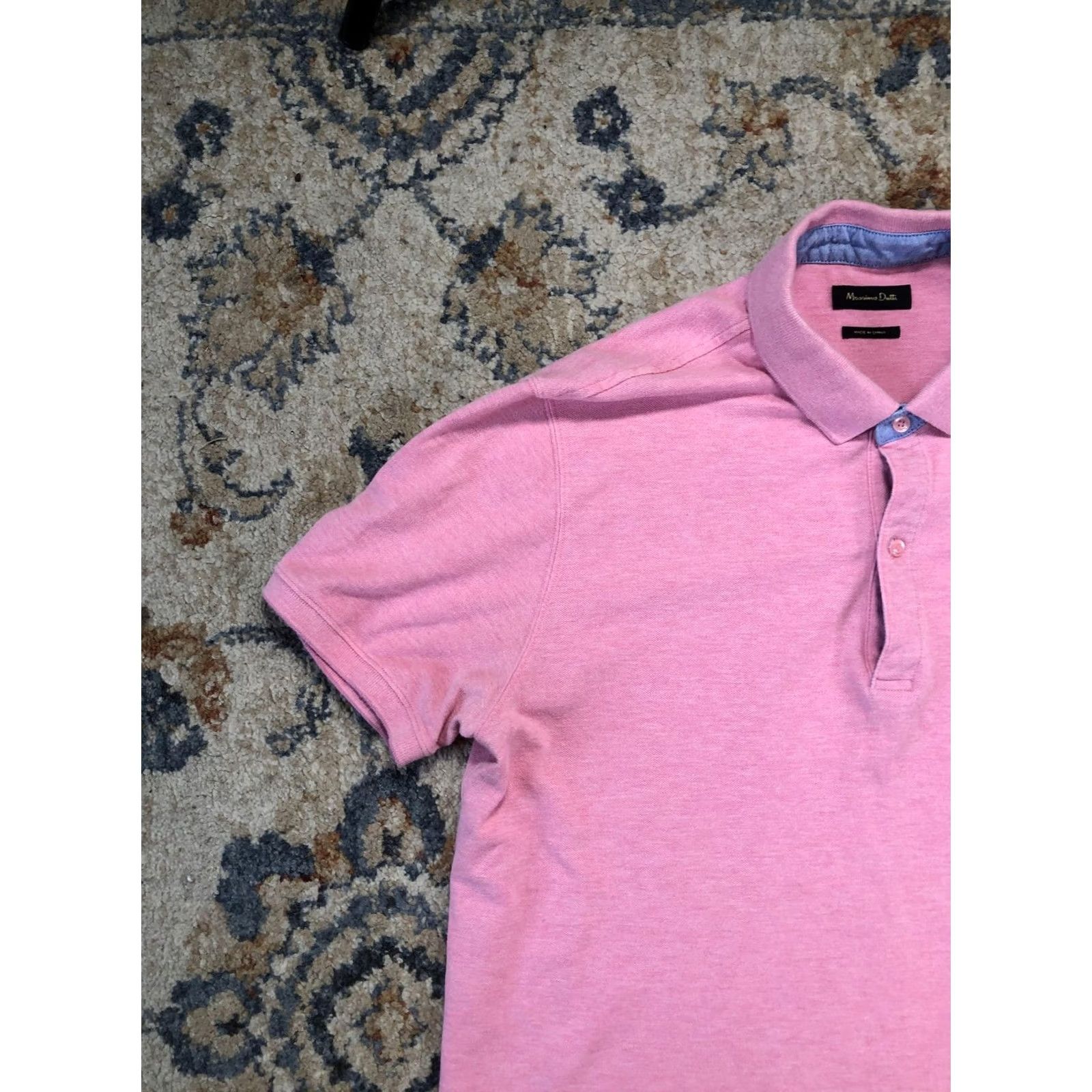 Massimo Dutti Massimo Dutti Polo Shirt Mens XL Pink Solid Short Sleeve Casual Size US XL / EU 56 / 4 - 3 Thumbnail