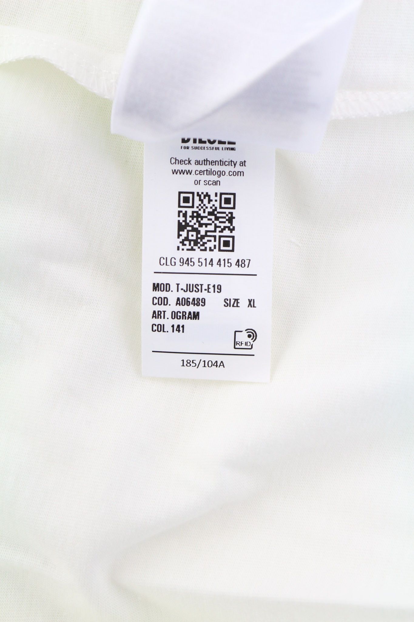 Diesel T-JUST-E19 XL Short Sleeve Logo White Tee 40244 Size US XL / EU 56 / 4 - 8 Thumbnail