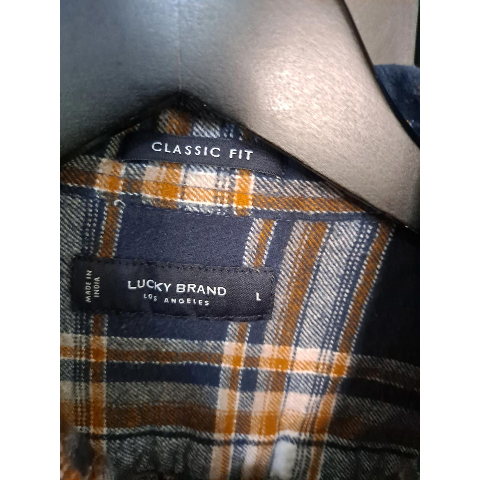 Lucky Brand Lucky Brand Classic Fit Blue, White and Orange Flannel Size Size US L / EU 52-54 / 3 - 3 Thumbnail