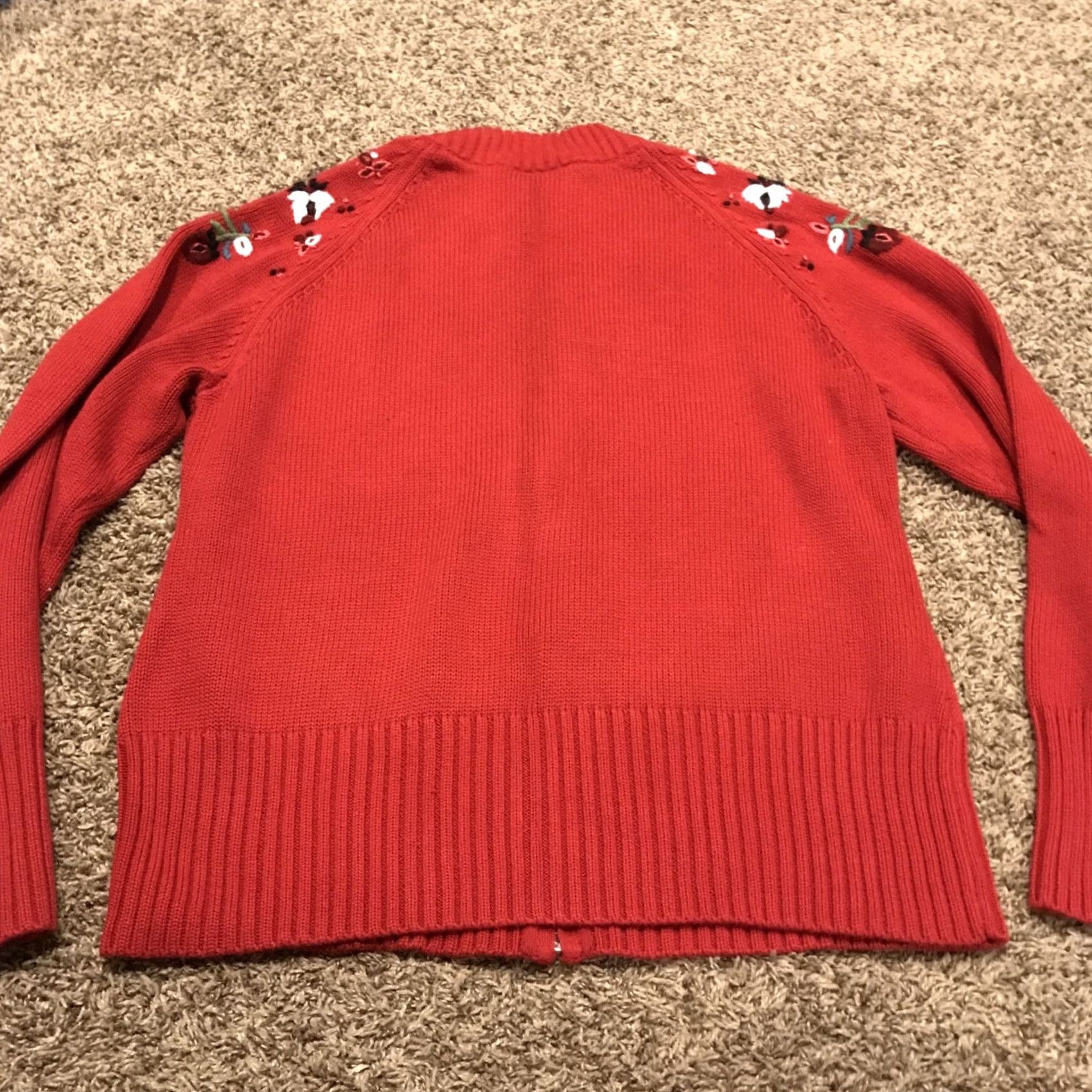 Liz Claiborne Liz Claiborne Sweater Cardigan XL Red Tasseled Crochet Heavyweight Long Sleeve Balloon Sleeve Winter Women's Regular Size - ??? Size XL / US 12-14 / IT 48-50 - 3 Thumbnail