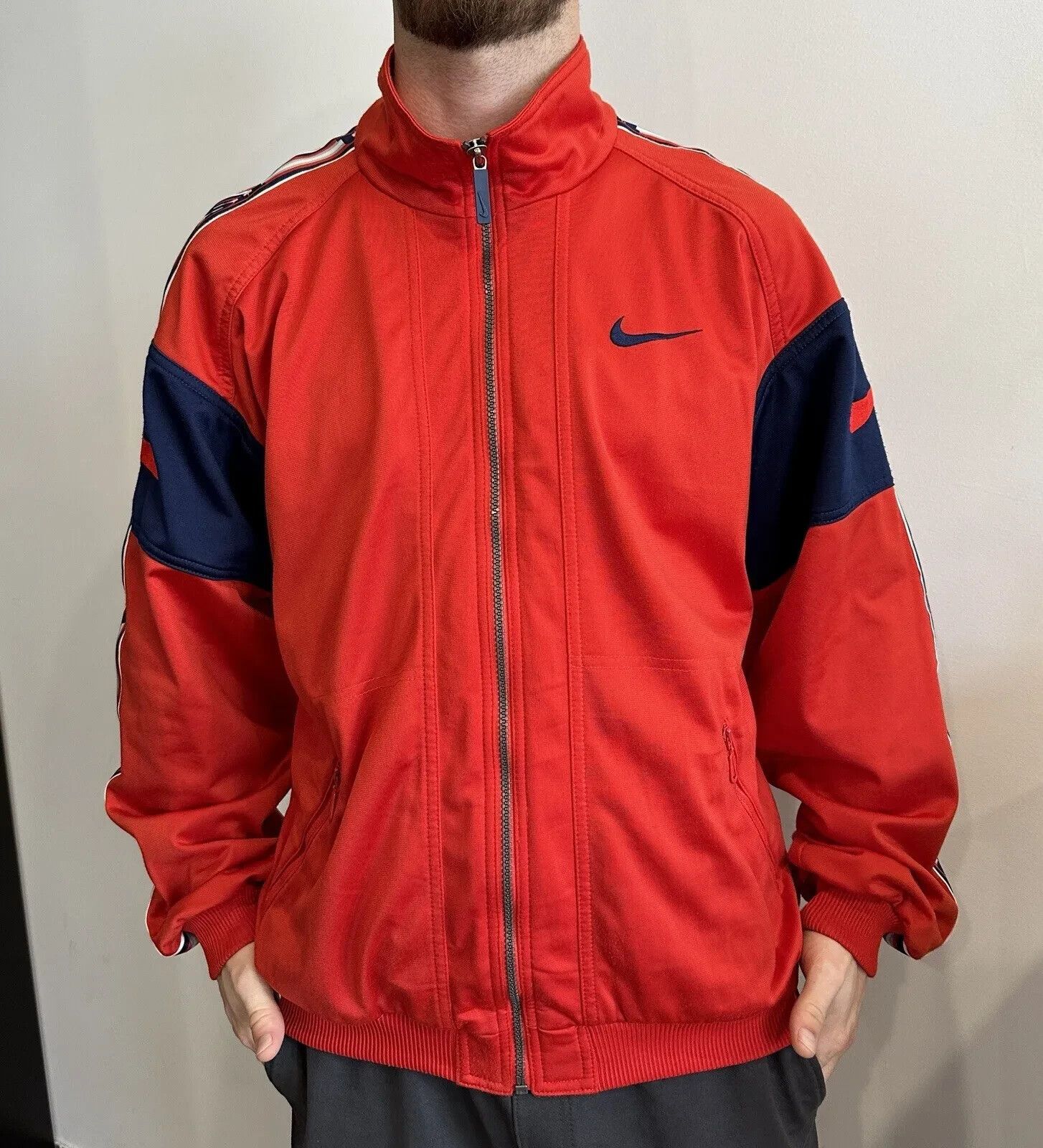 Nike NIKE VINTAGE TRACK JACKET FULL ZIP BIG LOGO USA 1990s BLOKE Size US M / EU 48-50 / 2 - 2 Thumbnail