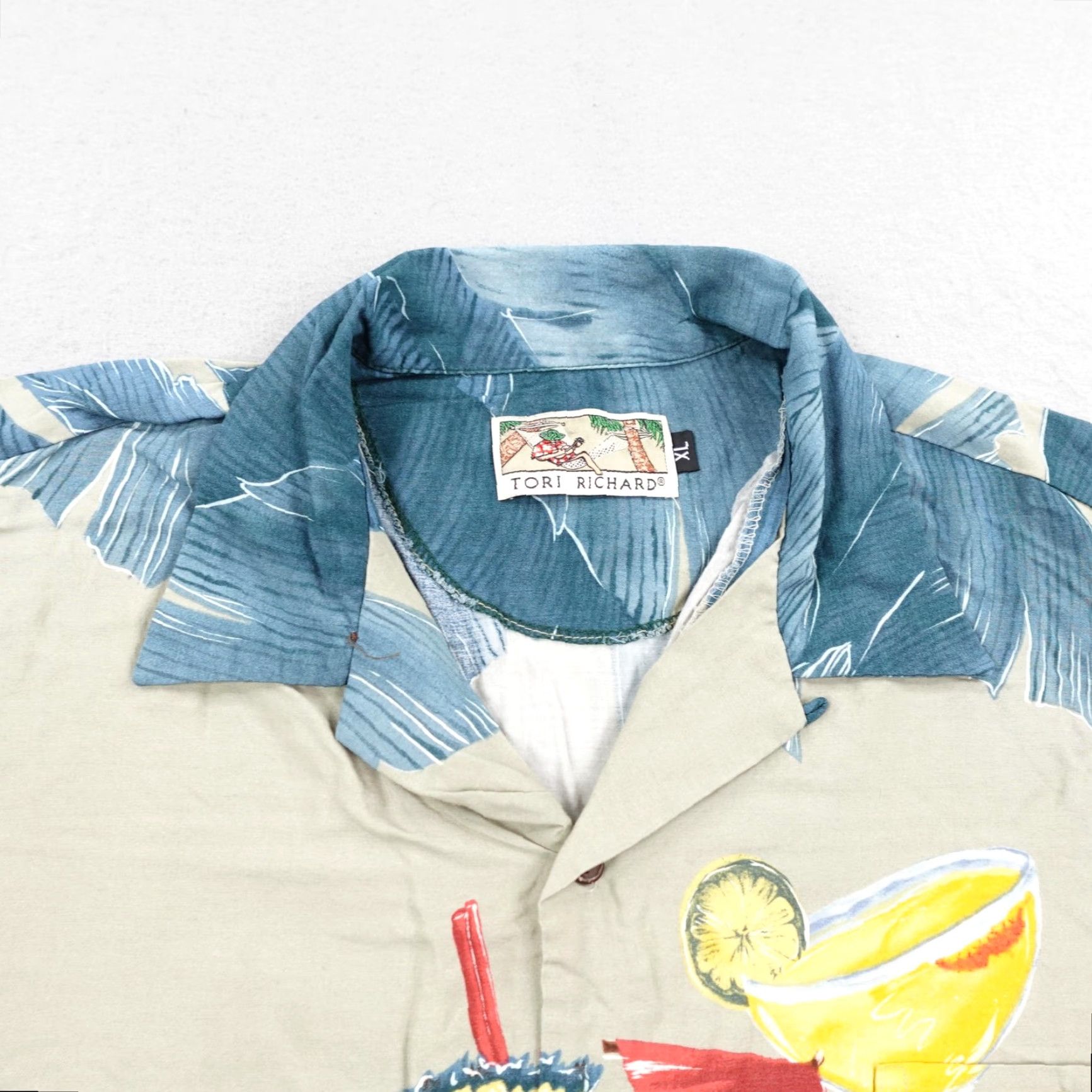 Tori Richard VINTAGE Tori Richard Shirt Mens XL Hawaiian Blue Mai Tai Cocktail Aloha Camp Beach Tropical Pattern Button-Up Short Sleeve Men’s XL Blue Floral Size US XL / EU 56 / 4 - 2 Thumbnail
