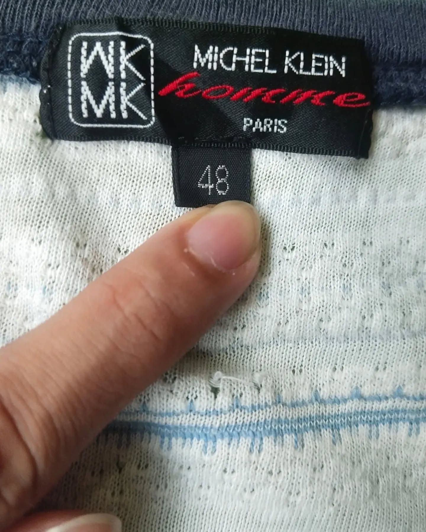 Michel Klein × Vintage Michel Klein Homme Paris Striped V-Neck Tees Size US M / EU 48-50 / 2 - 4 Thumbnail