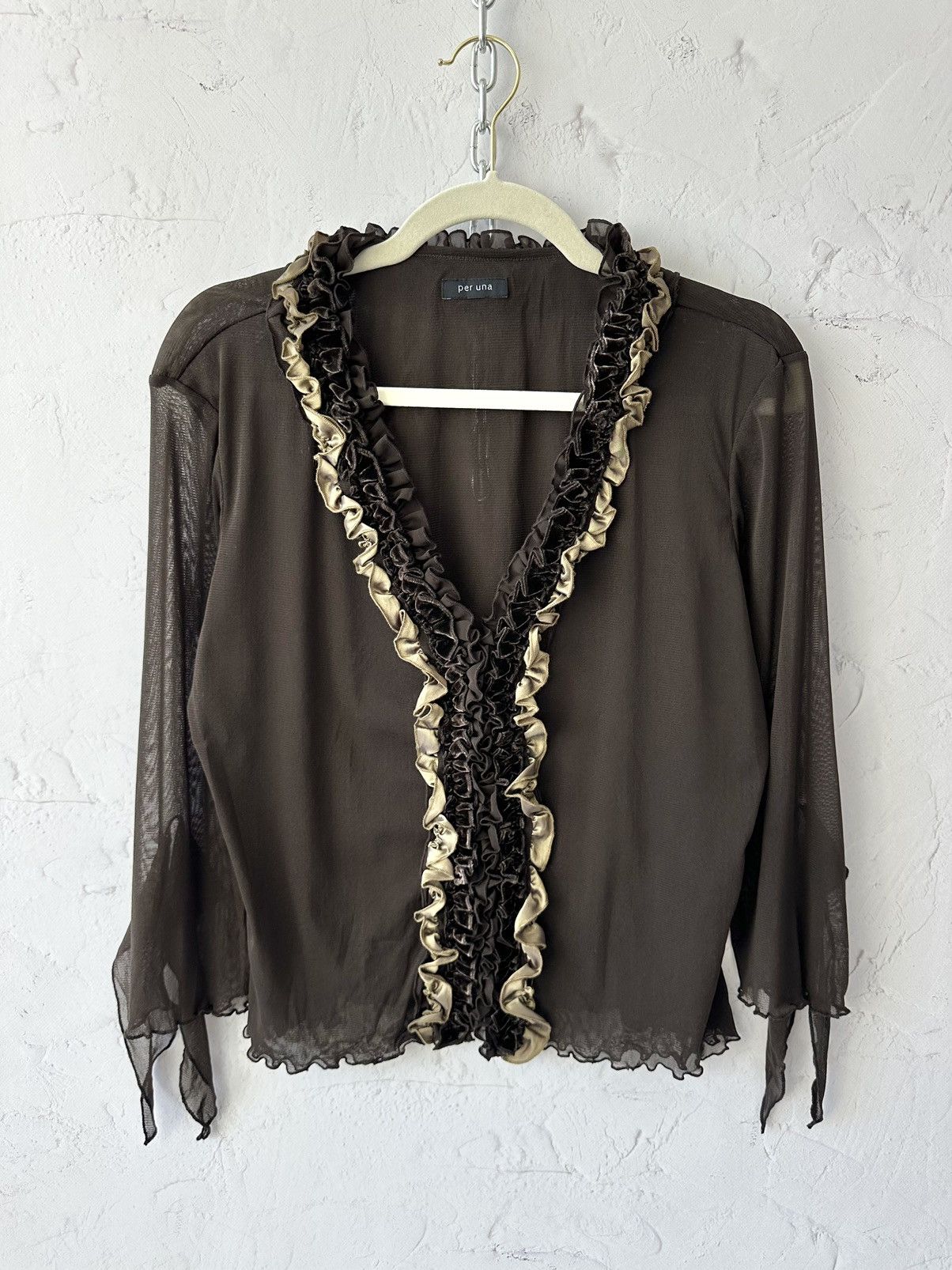 If Six Was Nine Vintage Mesh Brown Blouse Size M / US 6-8 / IT 42-44 - 1 Thumbnail