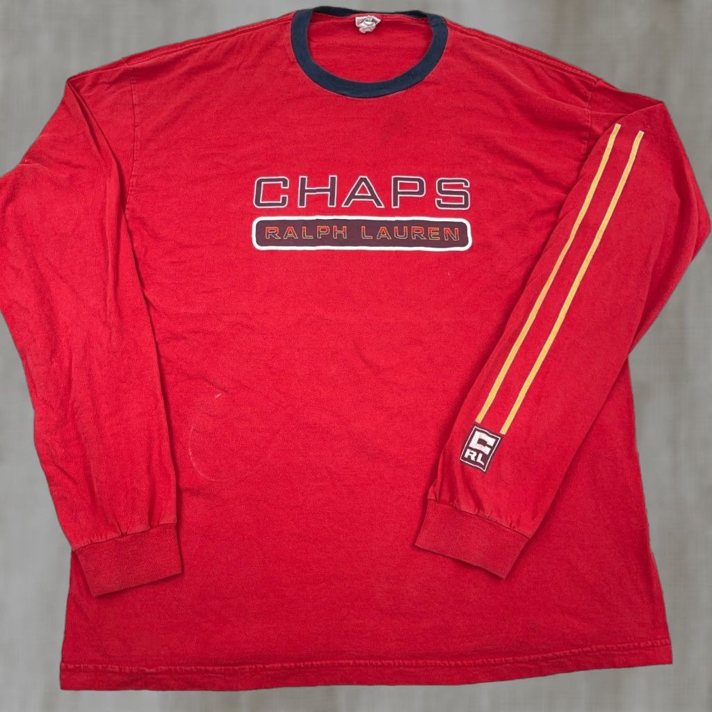 Chaps VINTAGE Chaps Shirt Men XL Red Tee Spell Out 90s Y2K 00s Cyber Leather? Size US XL / EU 56 / 4 - 1 Thumbnail