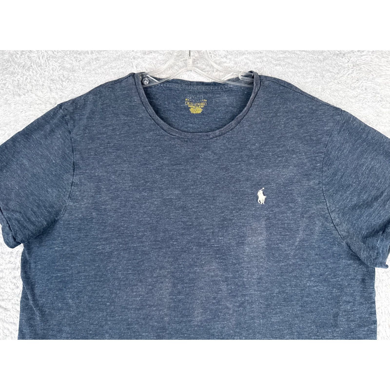 Ralph Lauren VINTAGE Ralph Lauren Shirt Adult XL Blue Crew Neck Cotton Jersey Slim Fit Embroidered Logo 90s Mens Size US XL / EU 56 / 4 - 4 Thumbnail