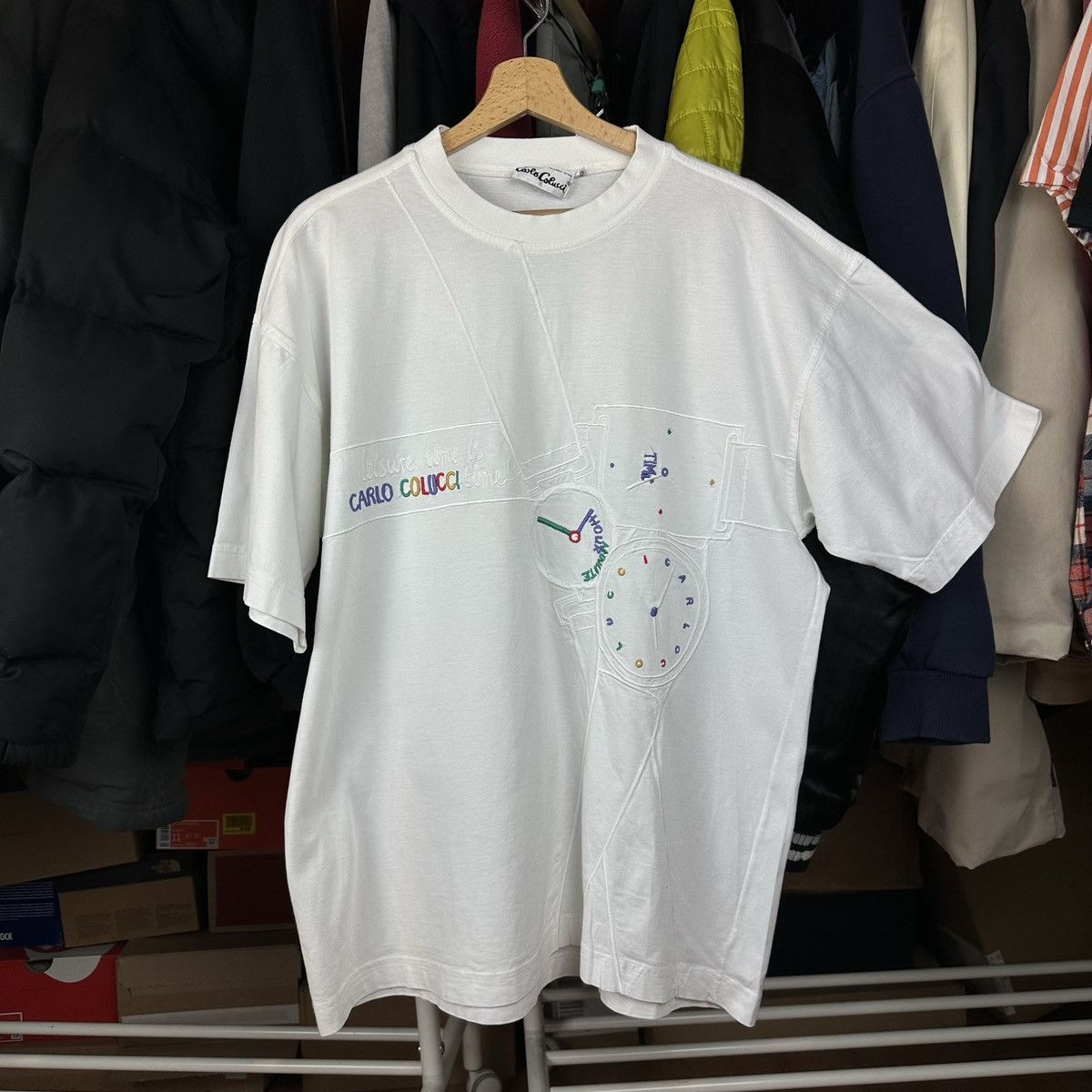 Carlo Colucci Carlo Colucci Vintage 90s Time T-Shirt Rare Archival XL Size US XL / EU 56 / 4 - 1 Thumbnail