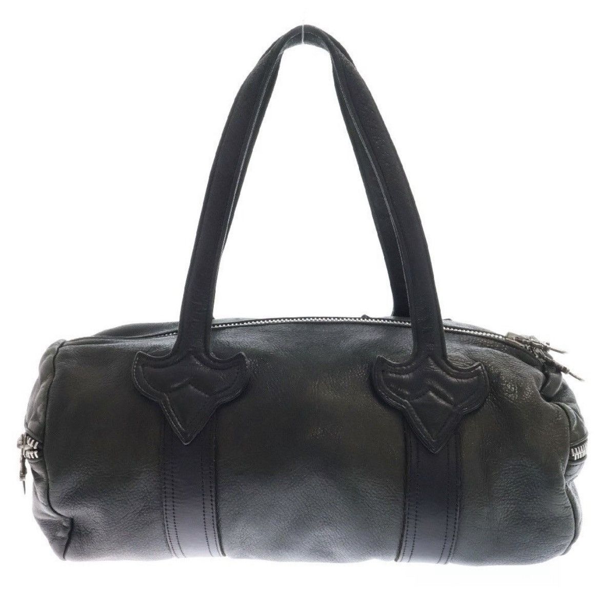 Chrome Hearts Chrome Hearts Duffle Zip Leather Handbag Black Silver Size ONE SIZE - 2 Thumbnail
