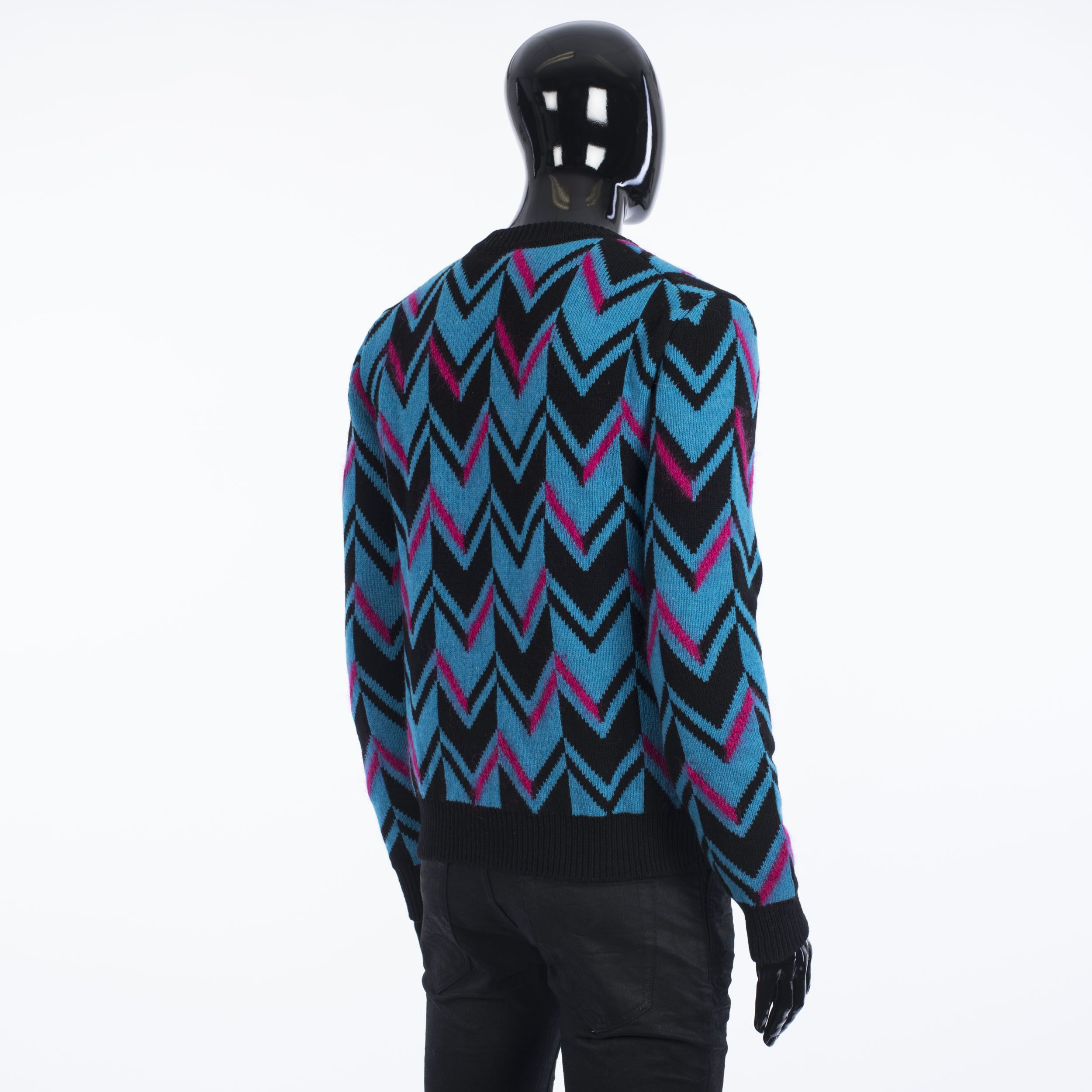 Herringbone Knit Sweater In Multi Color Wool & Mohair Blend
