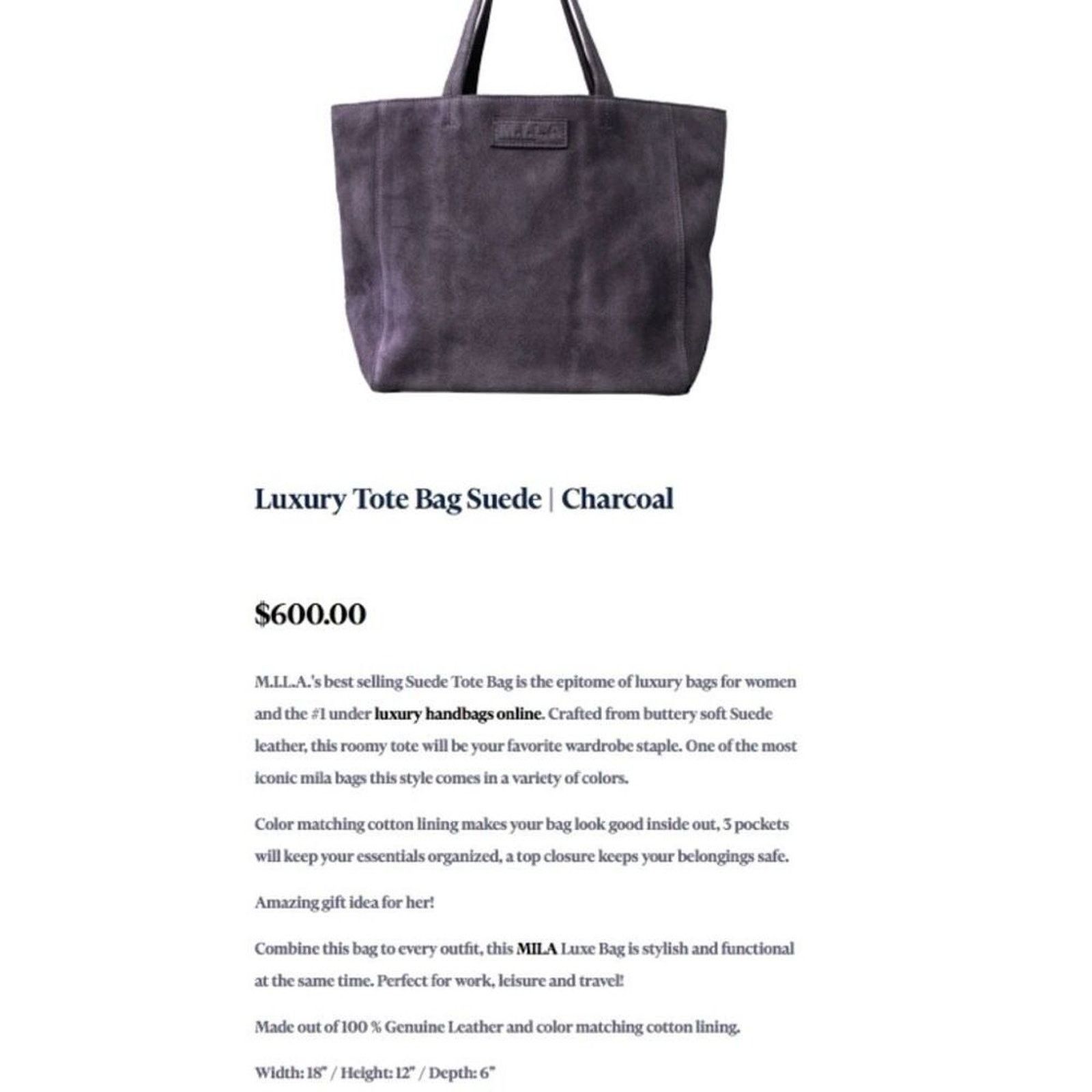 Other M.I.L.A. Suede Dark Gray Shoulder Tote Bag Purse | Sz OS Size ONE SIZE - 7 Thumbnail