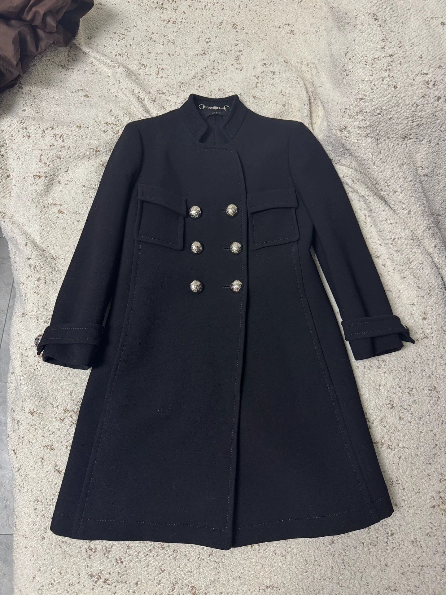 Gucci Gucci Double-Breasted Black Overcoat 38 Dust Bag Size XS / US 0-2 / IT 36-38 - 1 Thumbnail