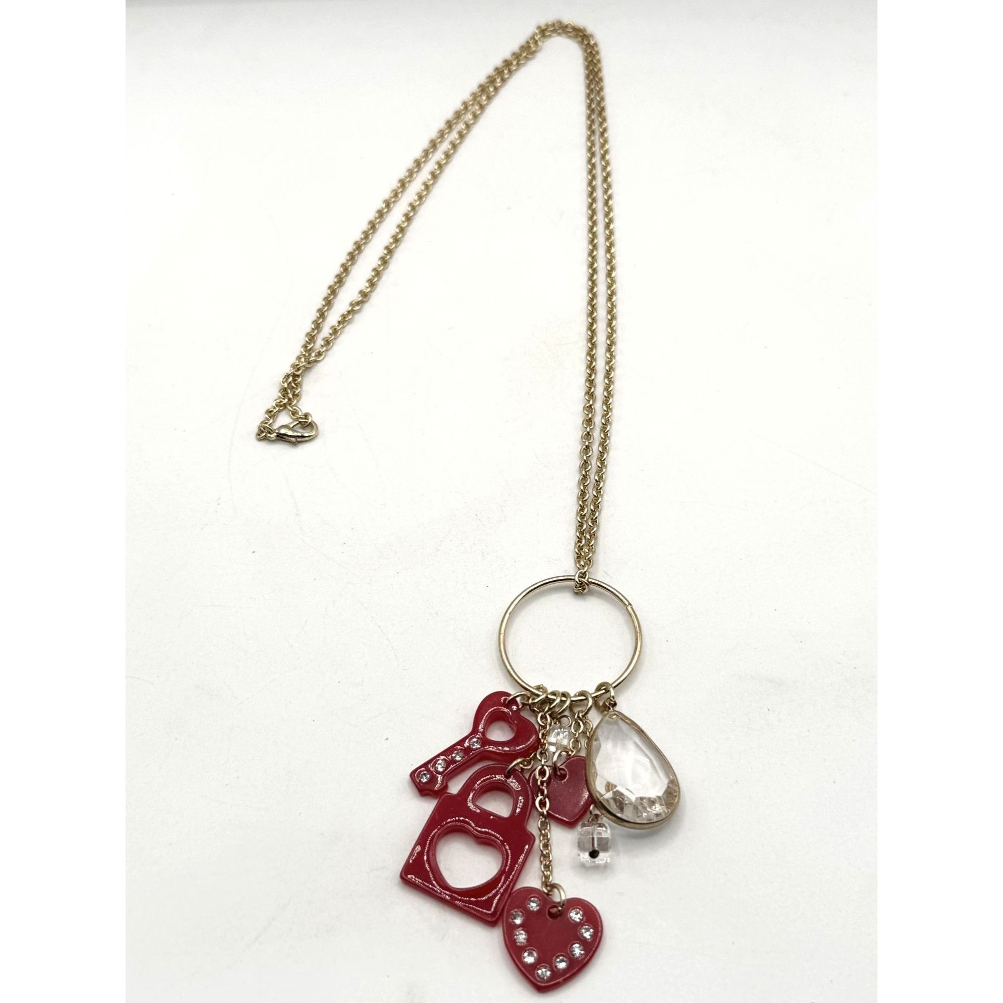 Other Red key heart love rhinestone lucite ring pendant charm neck Size ONE SIZE - 1 Thumbnail