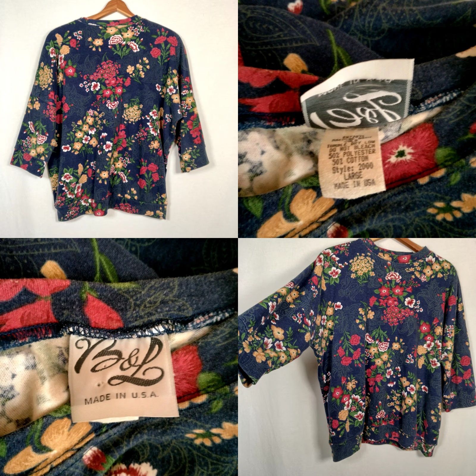 Vintage VINTAGE Skirt And Shirt Knit Outfit Set Floral Blue Cottagecore 2 Piece USA Women Large Size L / US 10 / IT 46 - 9 Thumbnail