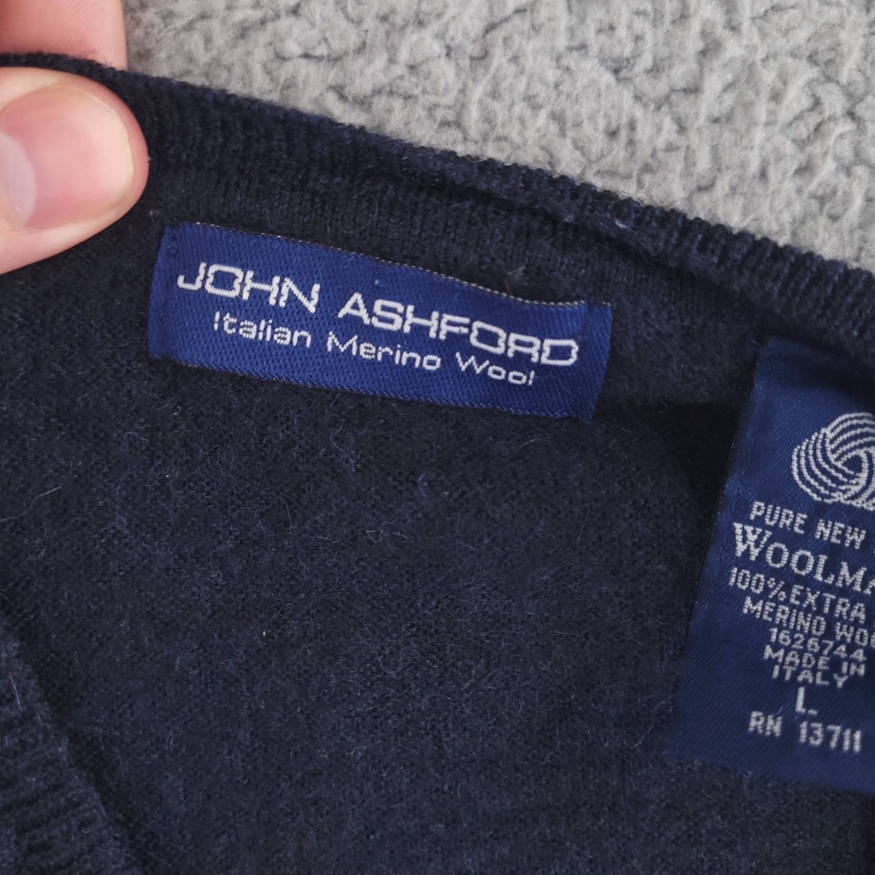 Vintage John Ashford Sweater Mens S Blue Merino Wool Argyle V-Neck Pullover Size US S / EU 44-46 / 1 - 3 Thumbnail