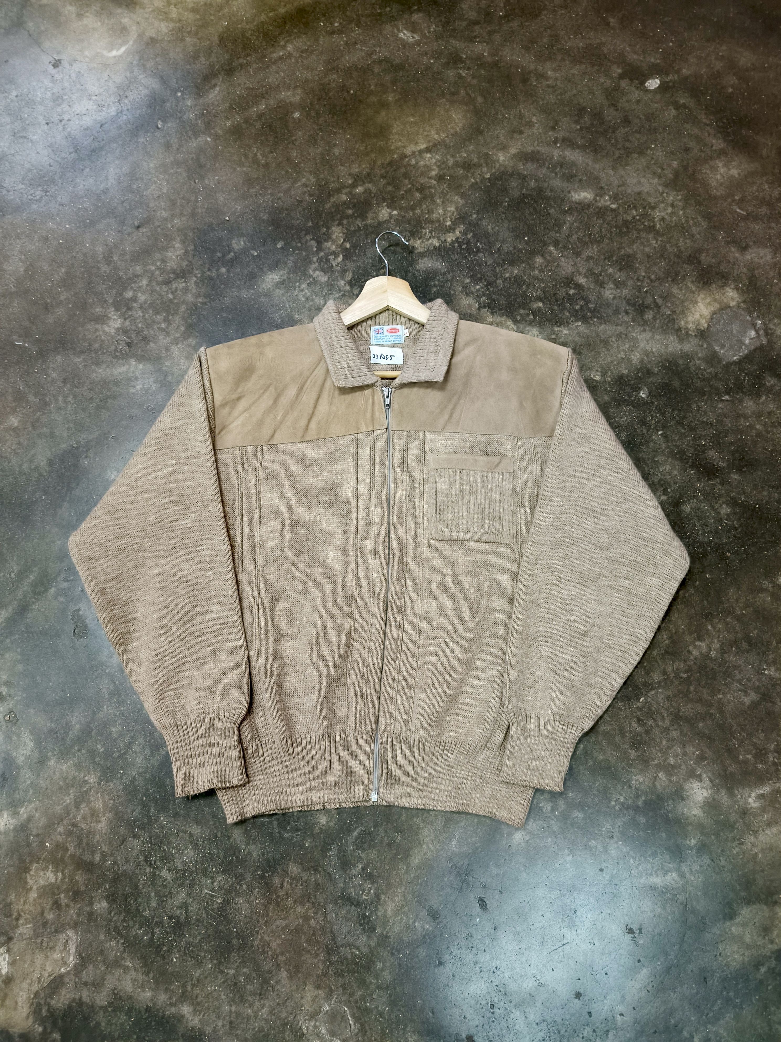 Other UK 90S UK MADE REMPLOY SUEDE WOOL ZIP KNIT JACKET Size US L / EU 52-54 / 3 - 1 Thumbnail