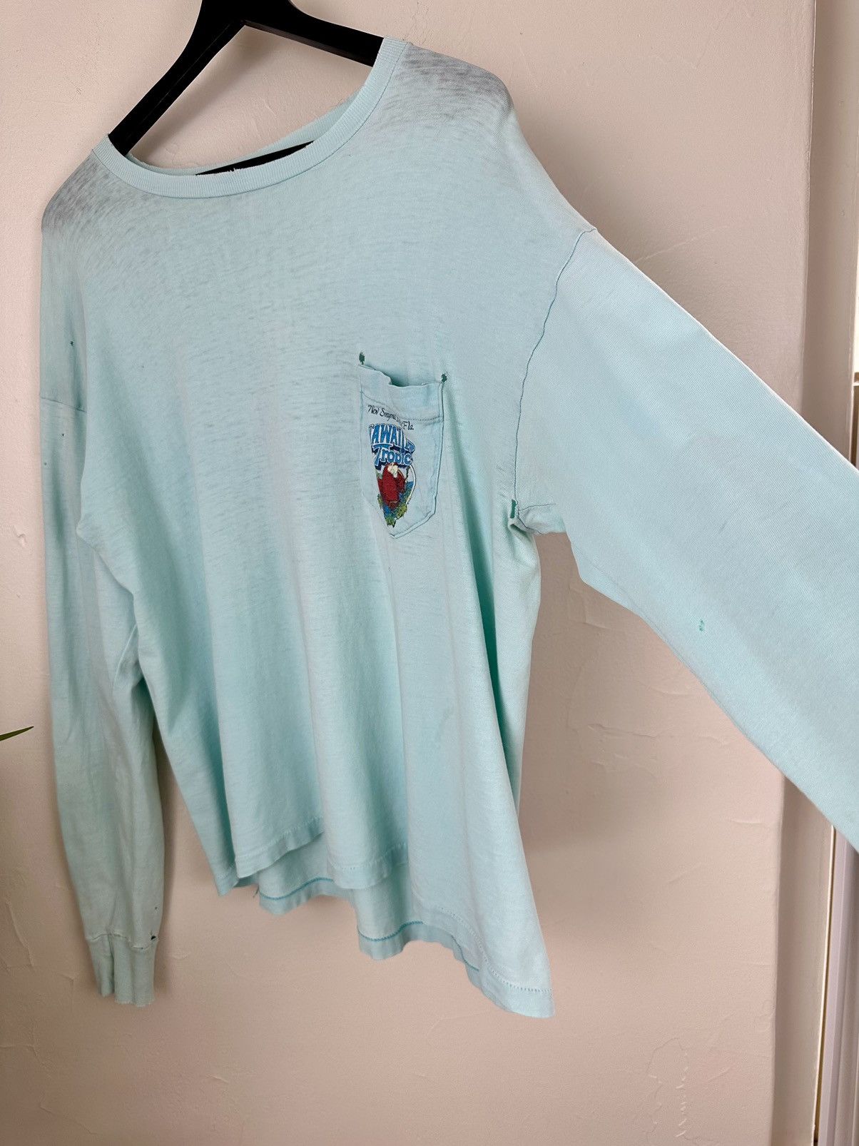 Vintage (XL) 80’s THRASHED TROPICAL VINTAGE Blue Long-sleeve Tee Size US XL / EU 56 / 4 - 13 Thumbnail