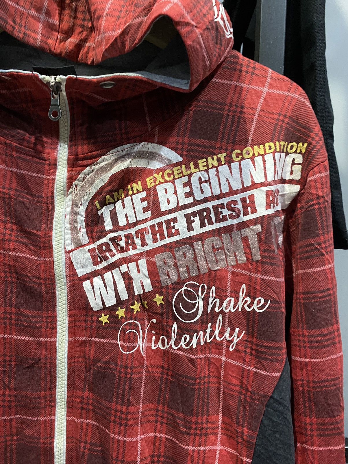 If Six Was Nine Excuse Japanese Red Tartan Shake Violently Poem Hoodie Punk Size US M / EU 48-50 / 2 - 3 Thumbnail