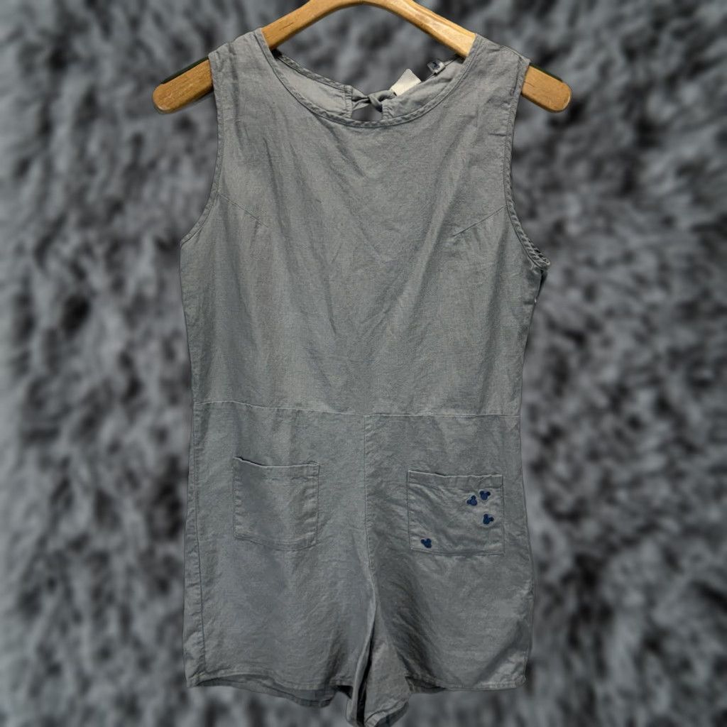 Junk Food VINTAGE Disney x Junk Food Mickey Mouse Romper Gray Linen Blend Pockets Womens Small Crew Neck Sleeveless 1 Piece rom Size 28" / US 6 / IT 42 - 1 Thumbnail